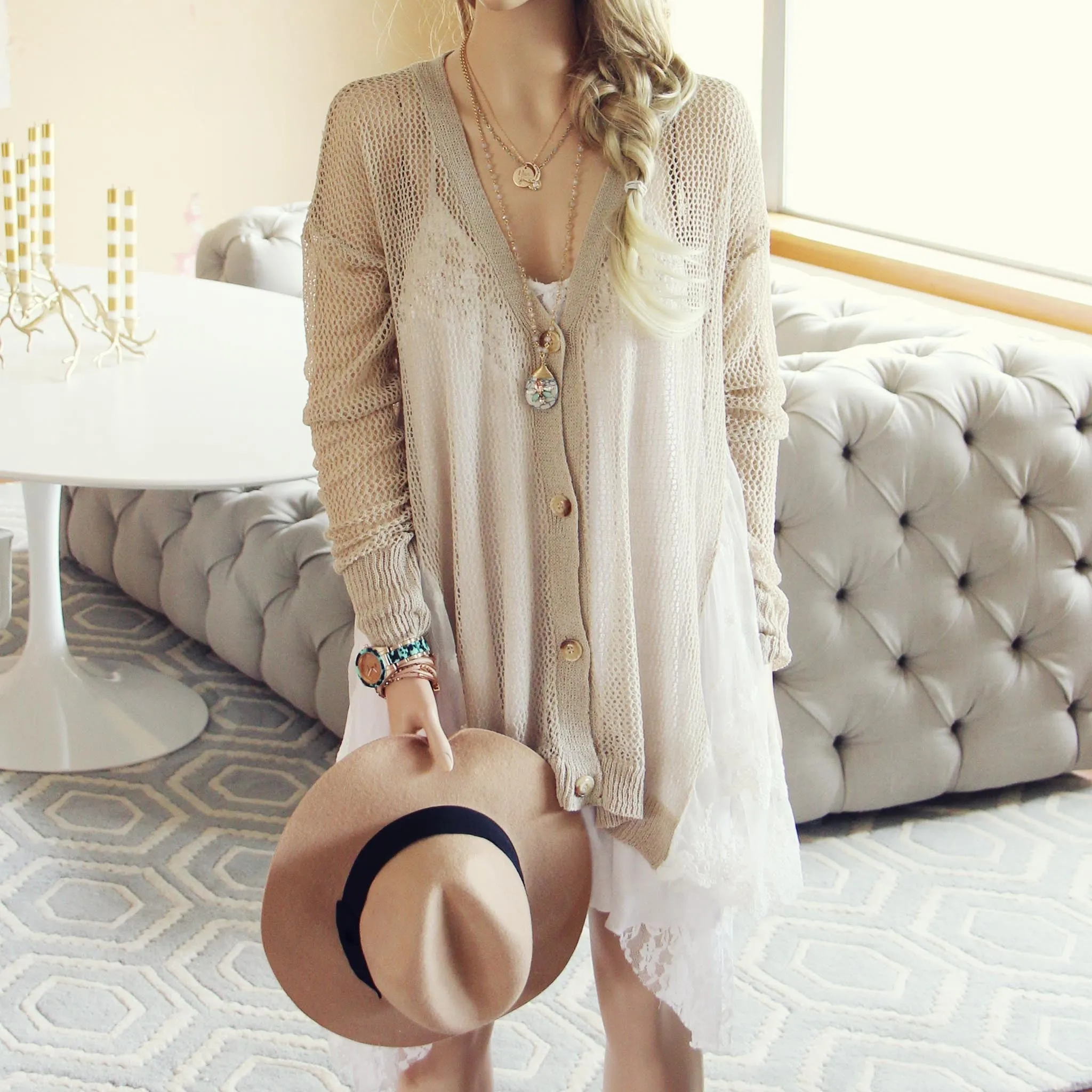 Fox & Lace Sweater in Sand