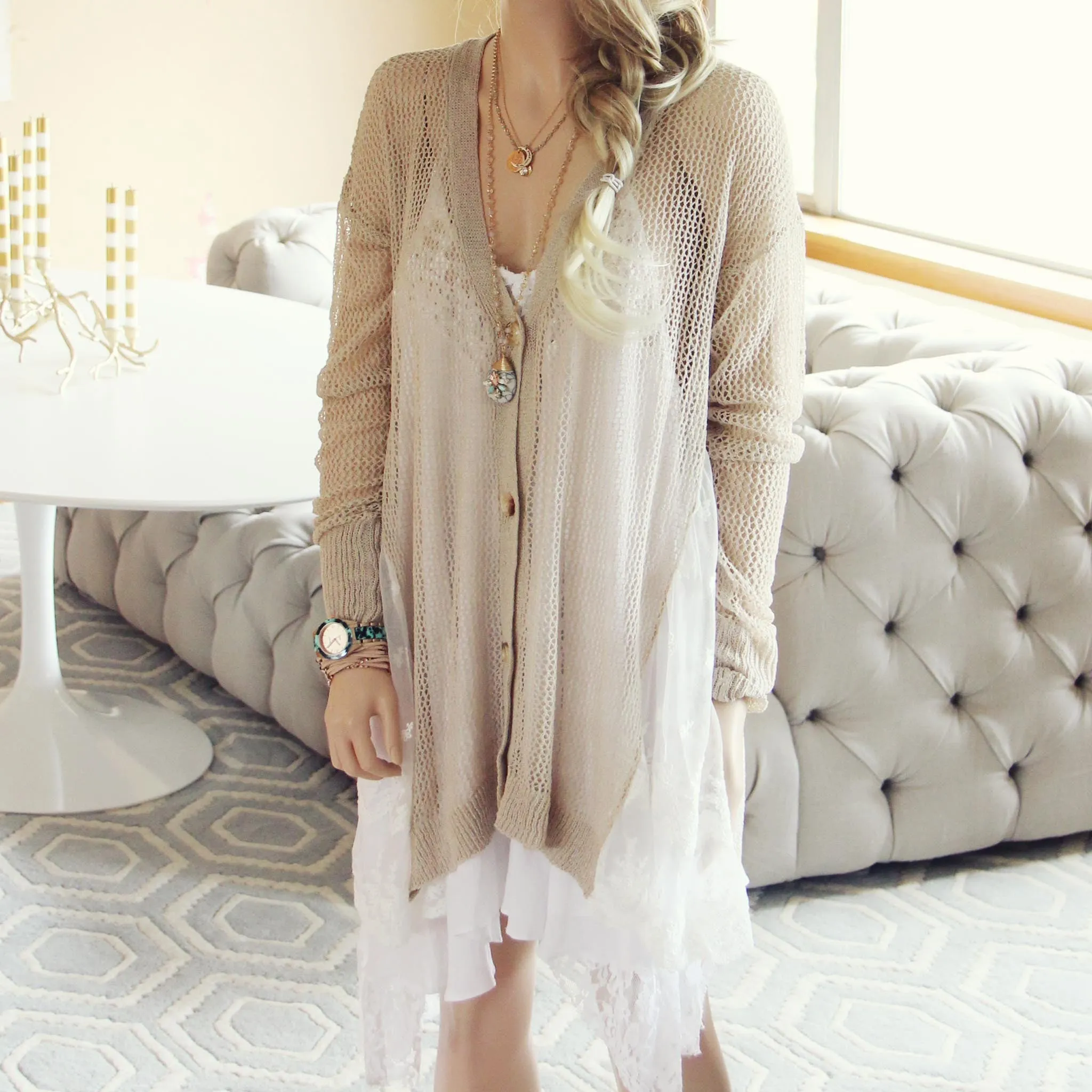 Fox & Lace Sweater in Sand