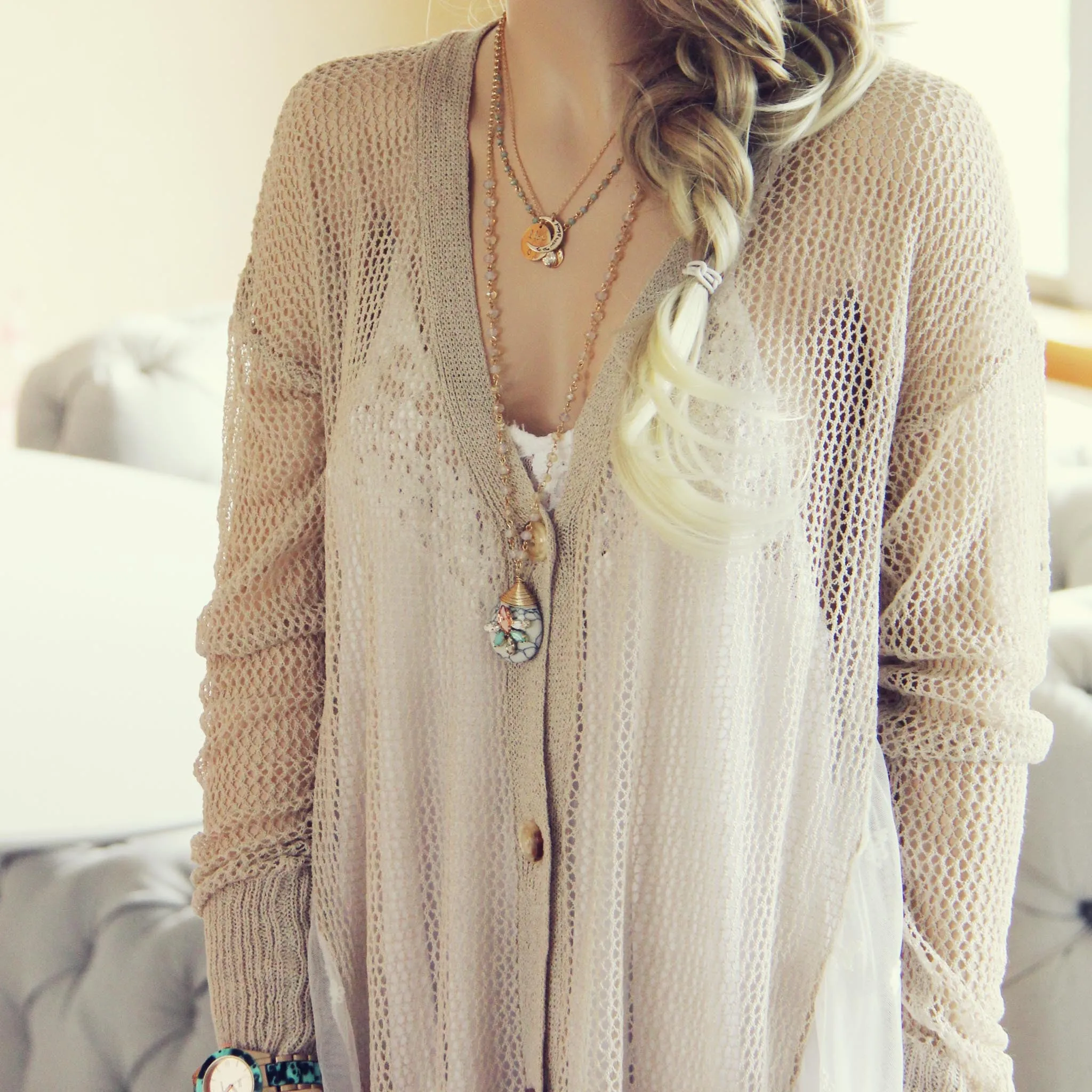 Fox & Lace Sweater in Sand