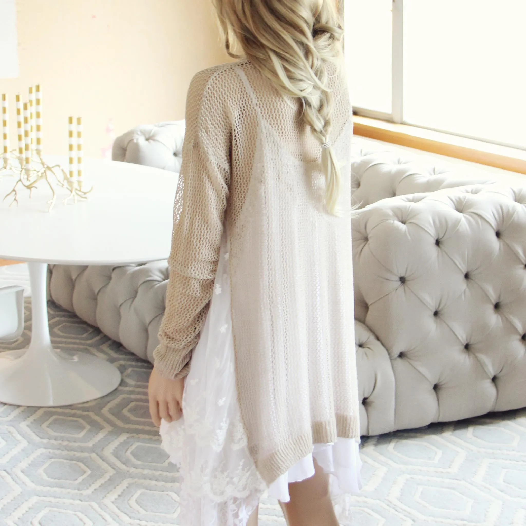 Fox & Lace Sweater in Sand