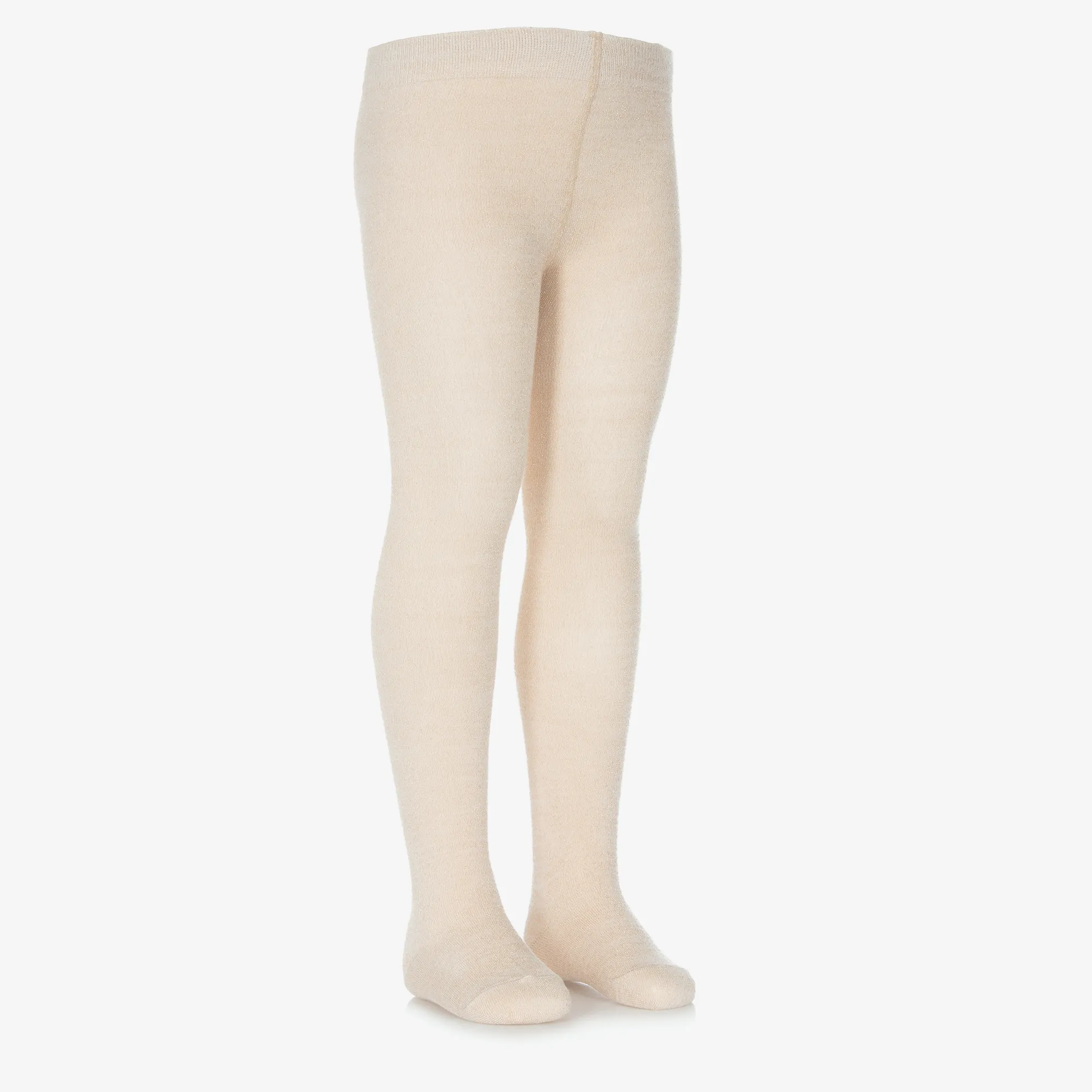 Girls Beige & Gold Cotton Tights