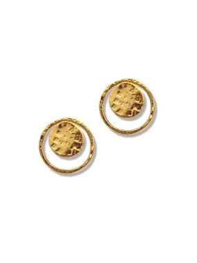 Gold Peacock Eye Post Earrings