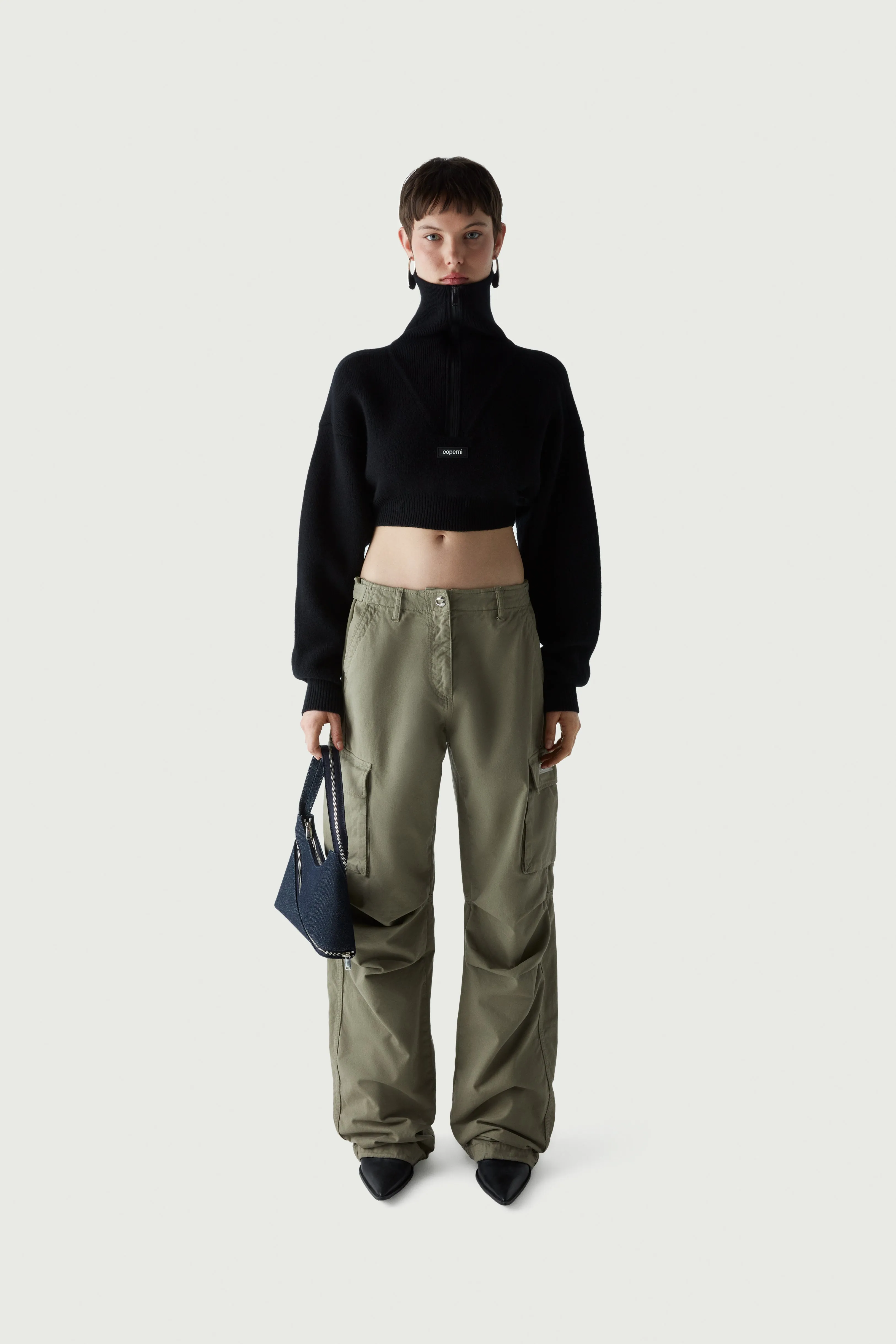 Half-Zip Boxy Cropped Sweater