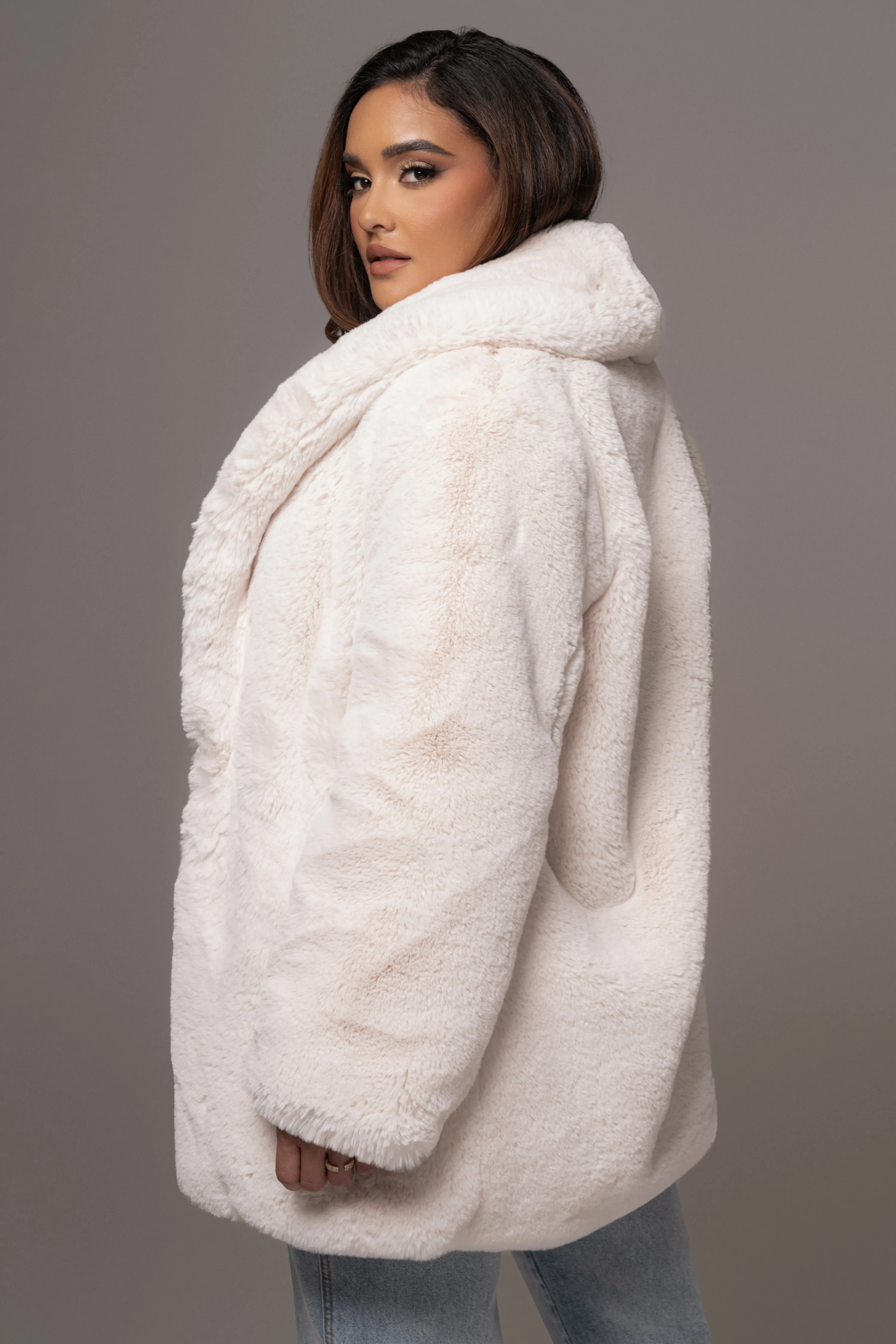 Ivory Refined Faux Fur Oversized Coat