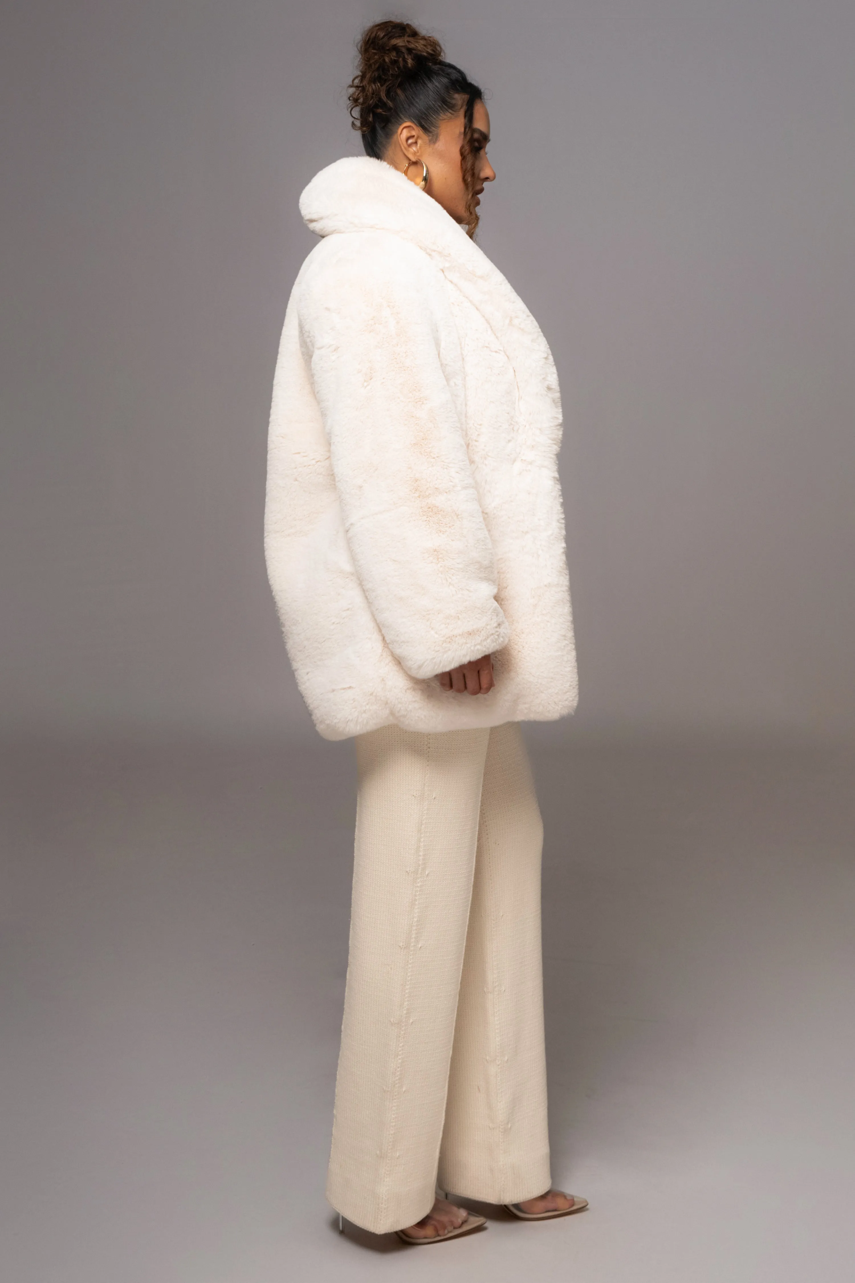 Ivory Refined Faux Fur Oversized Coat