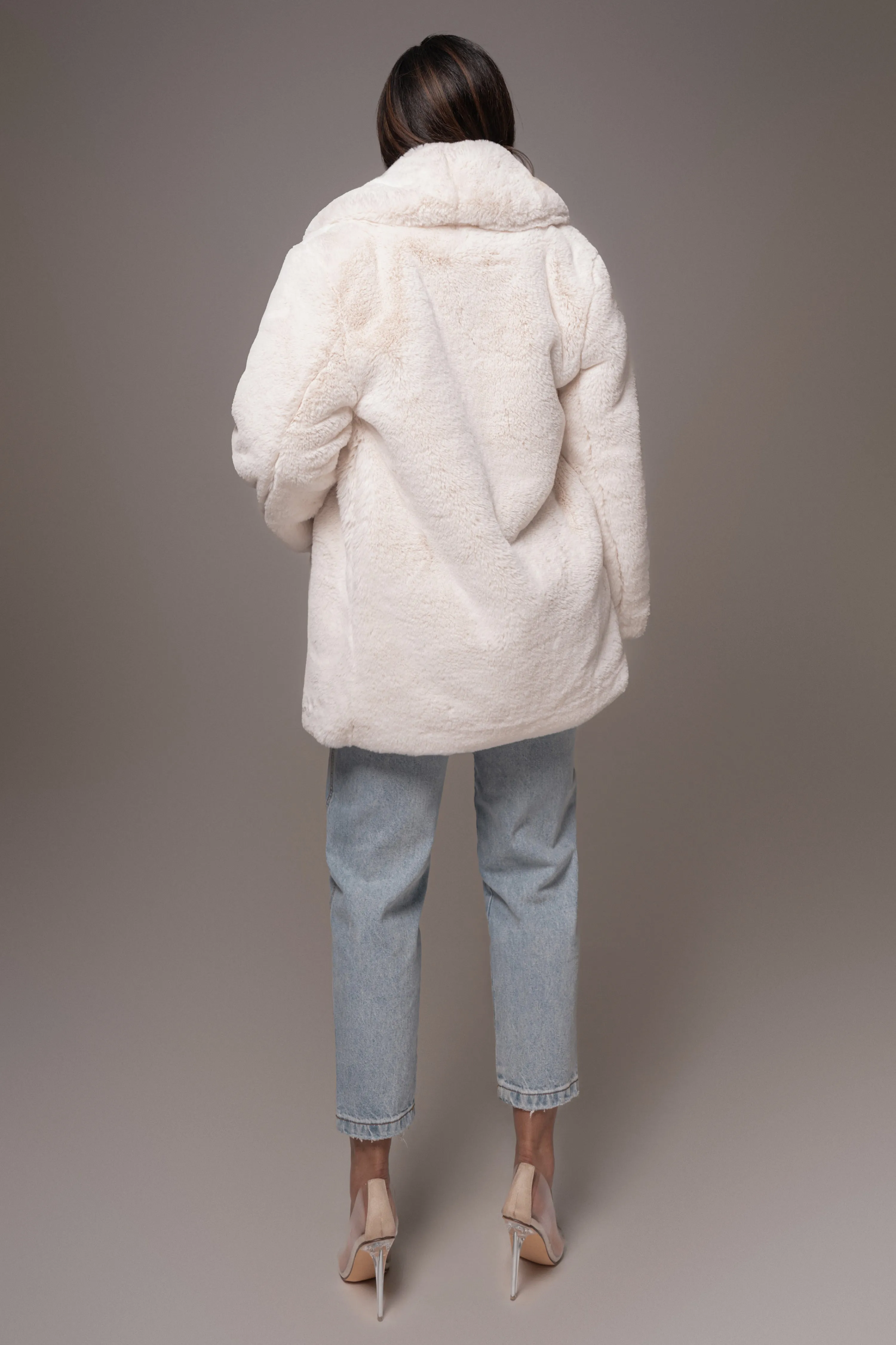 Ivory Refined Faux Fur Oversized Coat