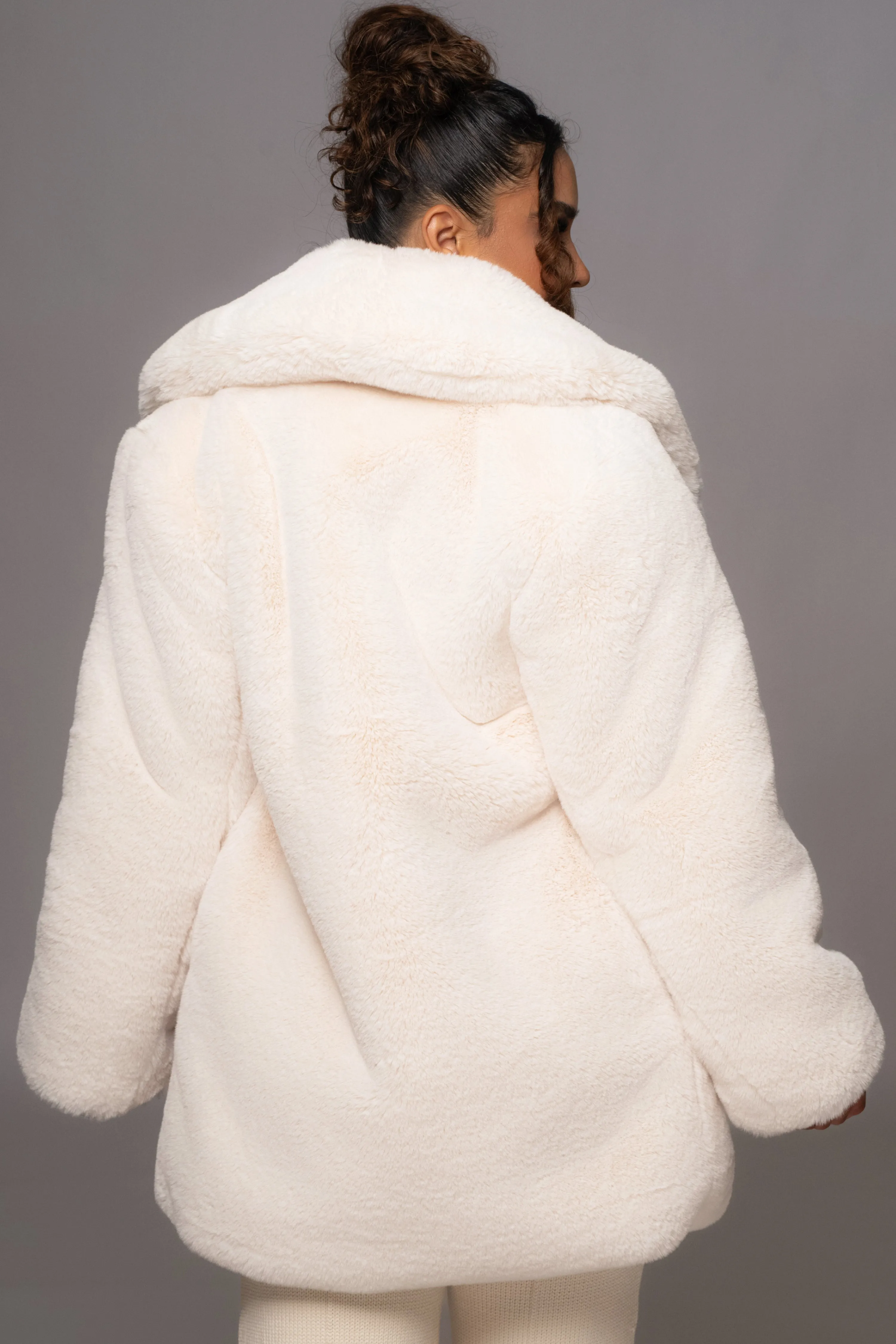 Ivory Refined Faux Fur Oversized Coat