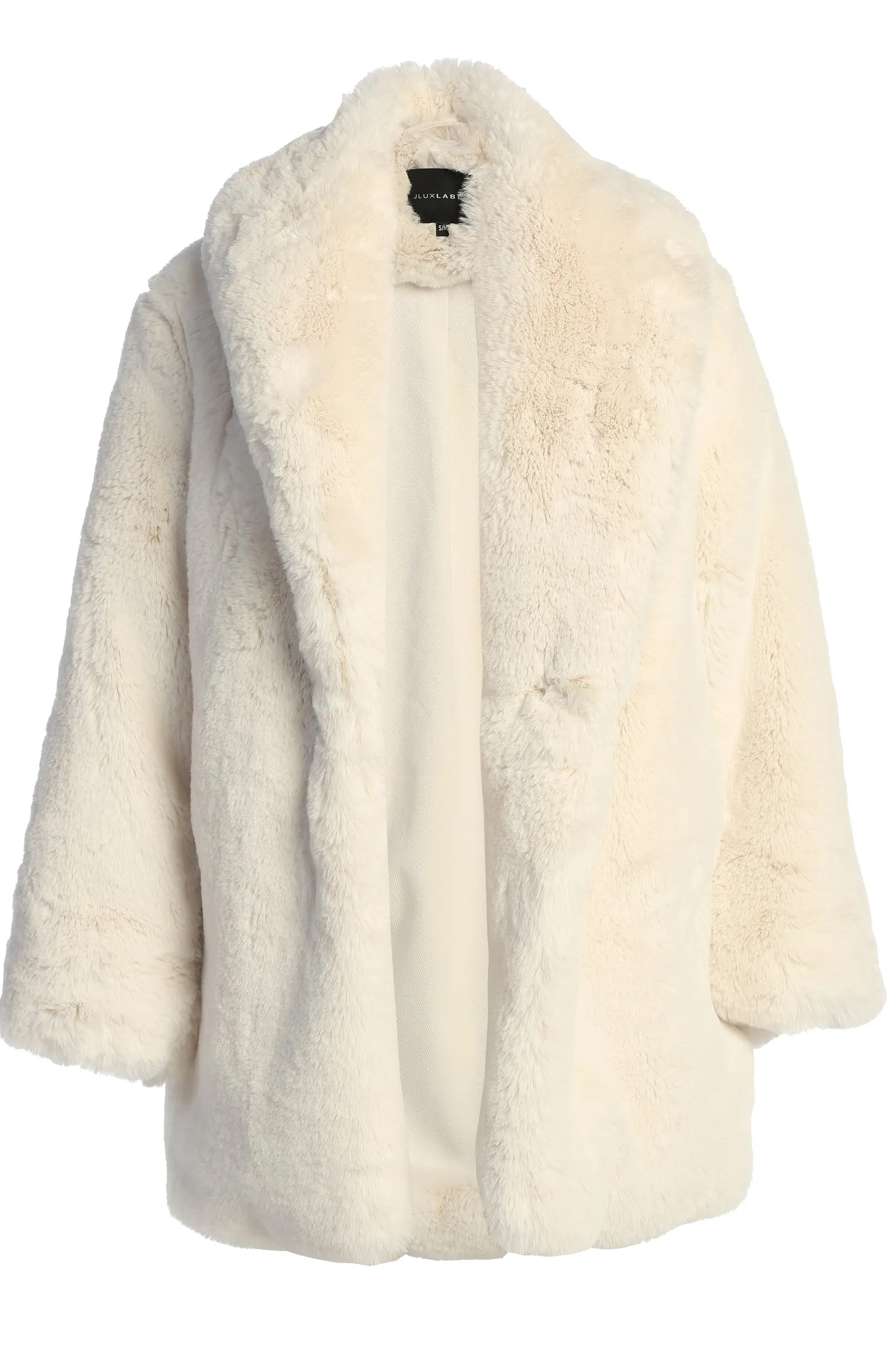 Ivory Refined Faux Fur Oversized Coat