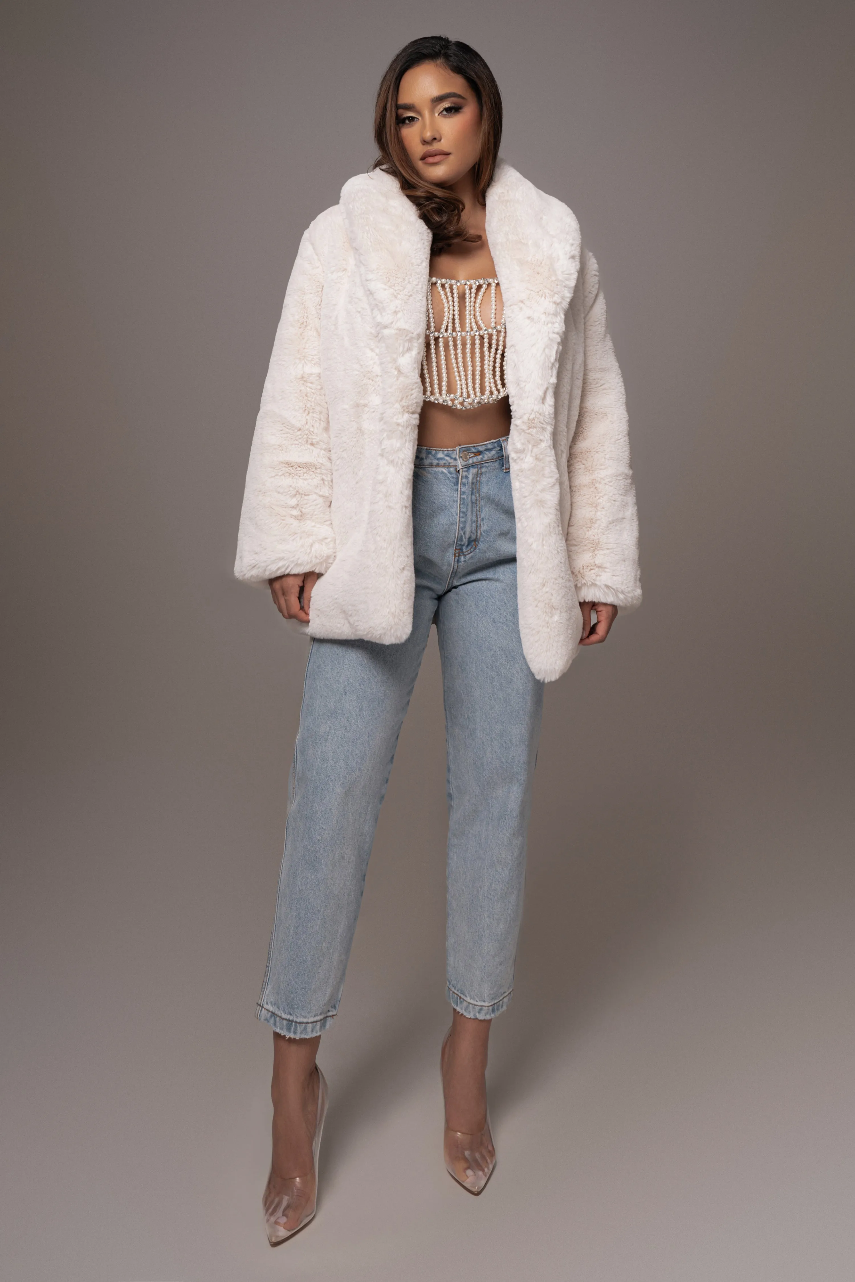 Ivory Refined Faux Fur Oversized Coat