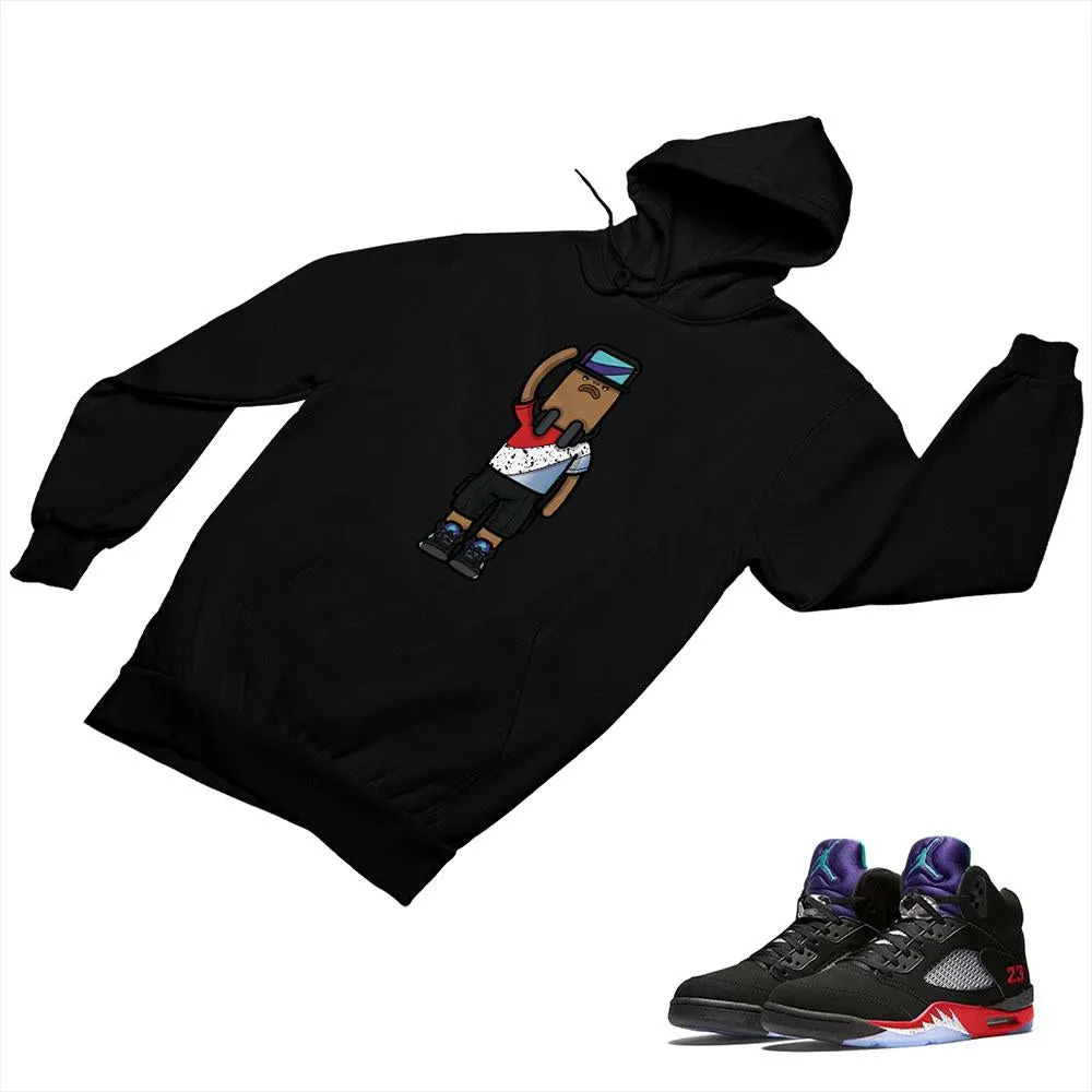 Jordan 5 Top 3 Black Matching Custom Designed Hoodies JD 5-2-7-12