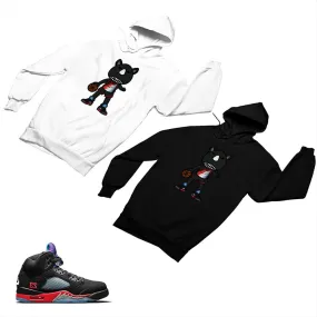 Jordan 5 Top 3 Black Matching Custom Designed Hoodies JD 5-2-7-4