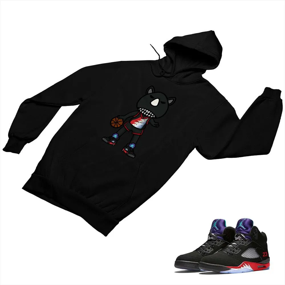 Jordan 5 Top 3 Black Matching Custom Designed Hoodies JD 5-2-7-4