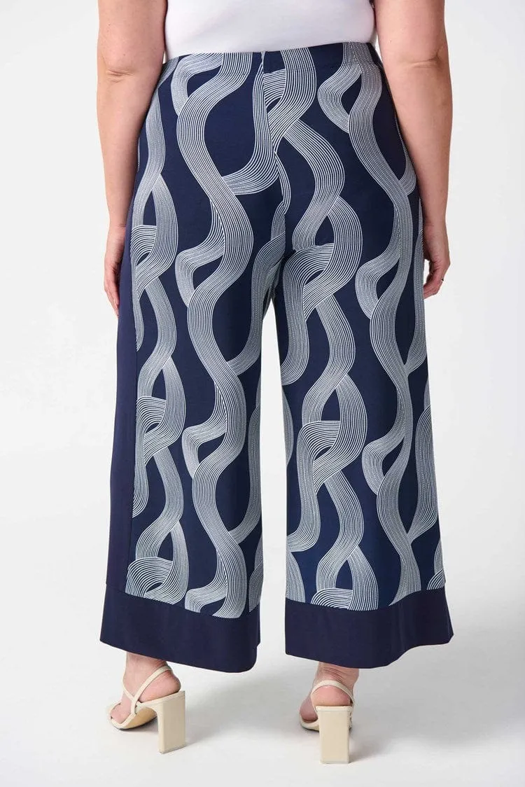 Joseph Ribkoff Silky Knit Abstract Print Wide-Leg Pants - 242144