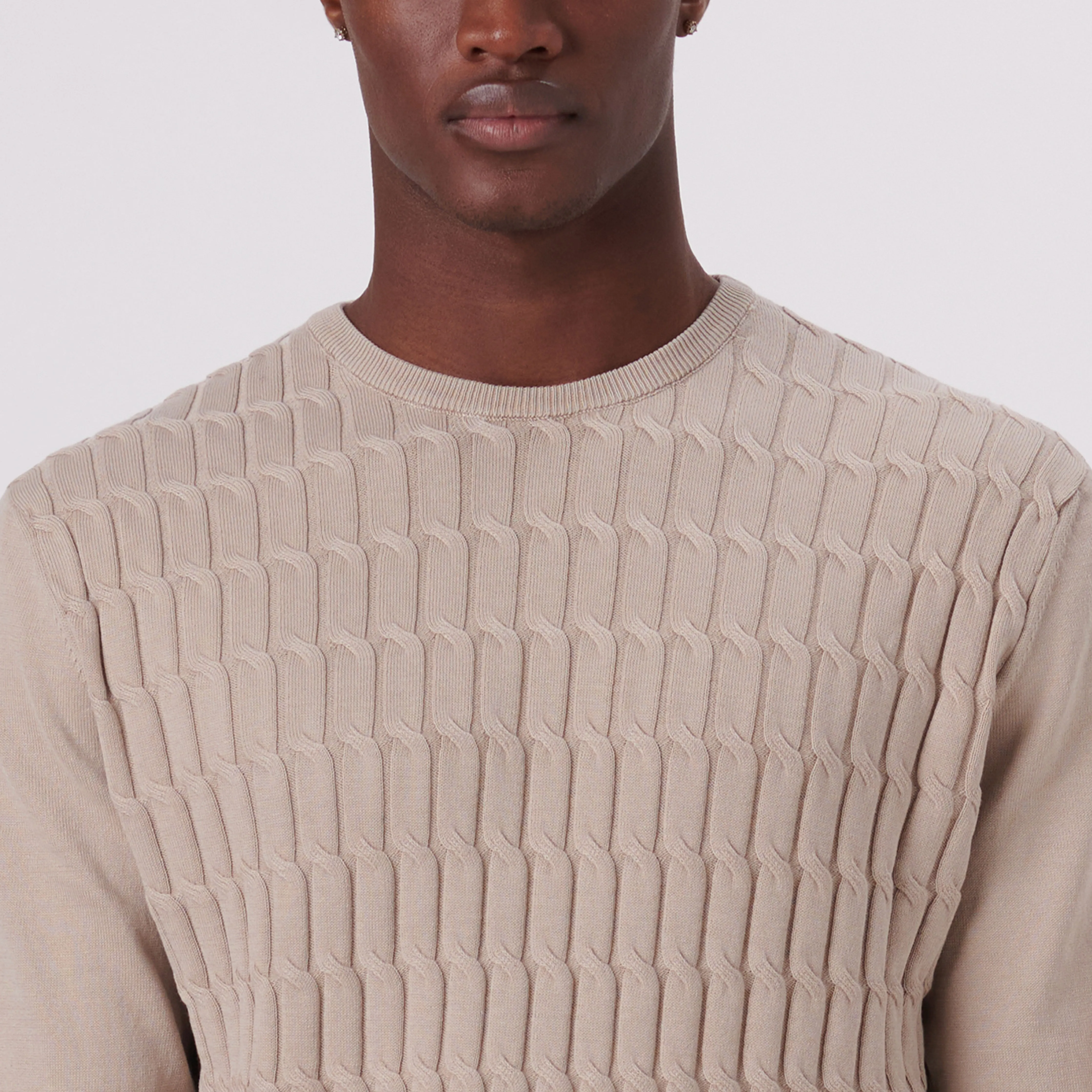 Knit Stitch Crew Neck Sweater