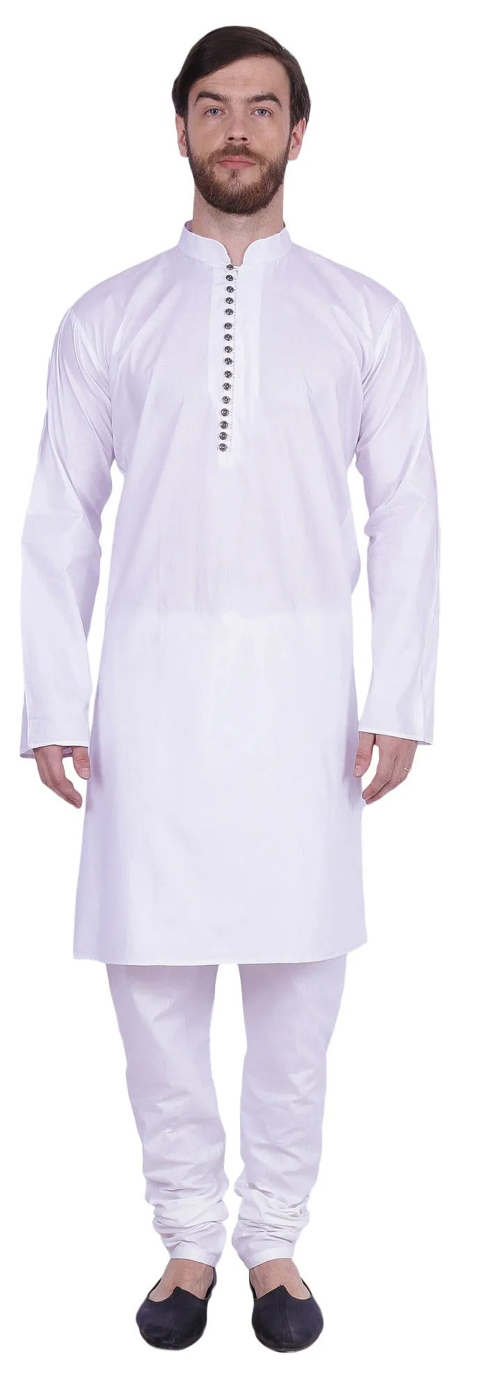 Kurta Pajama Party Wear Cotton India Apparel for Men (White)