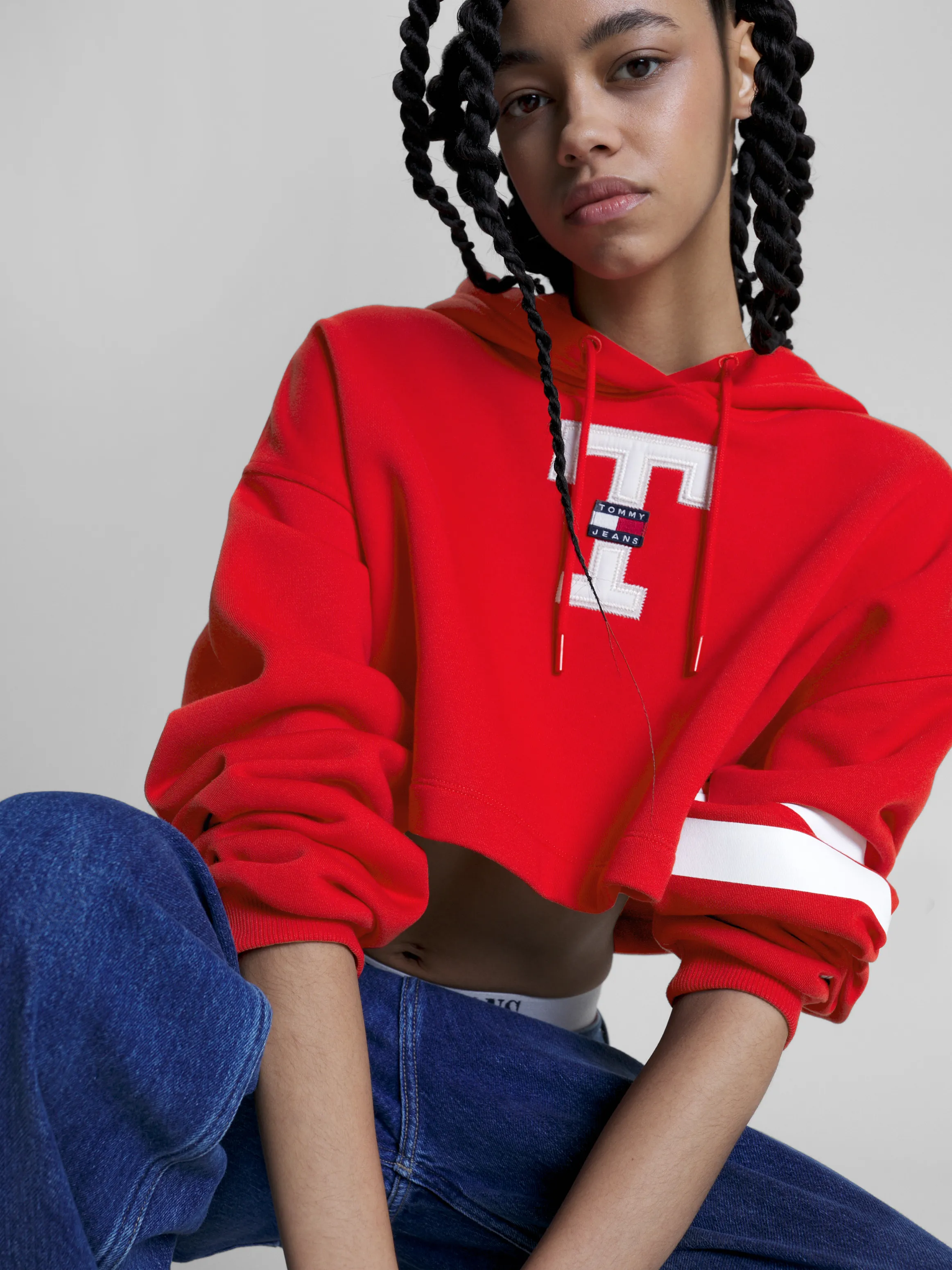 Letterman Cropped Hoodie | Sweatshirts & Hoodies | Tommy Jeans