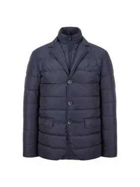 Men s High Neck Bibb Down Padded Jacket Navy 271994