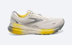 Men's Brooks Adrenaline GTS 23, White Sand/Grey/Cyber Yellow, 10.5 D Medium