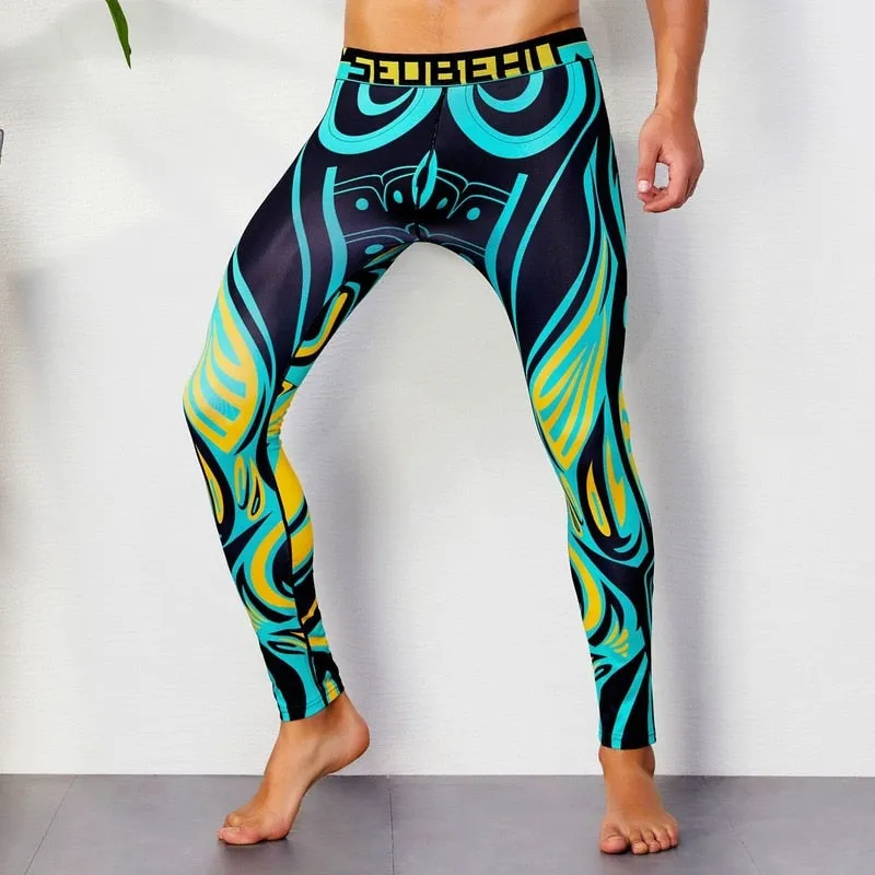 Men's Cartoon Pattern Full-Length Sports Running Tight Fitness Pants