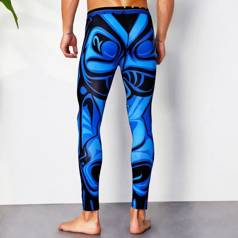 Men's Cartoon Pattern Full-Length Sports Running Tight Fitness Pants