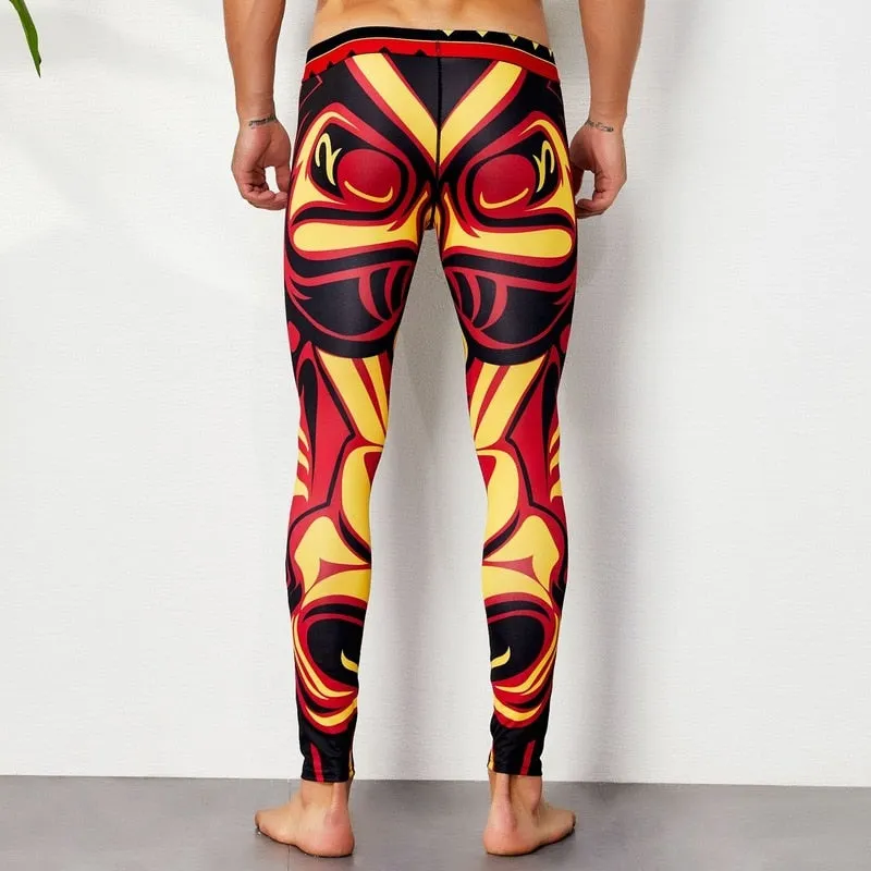 Men's Cartoon Pattern Full-Length Sports Running Tight Fitness Pants