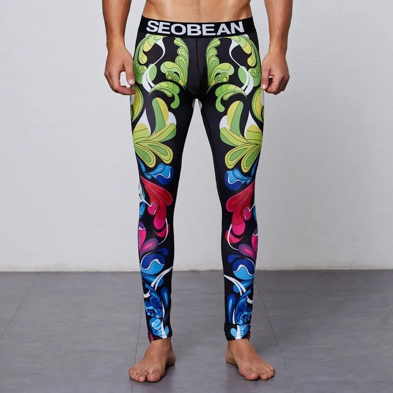 Men's Cartoon Pattern Full-Length Sports Running Tight Fitness Pants