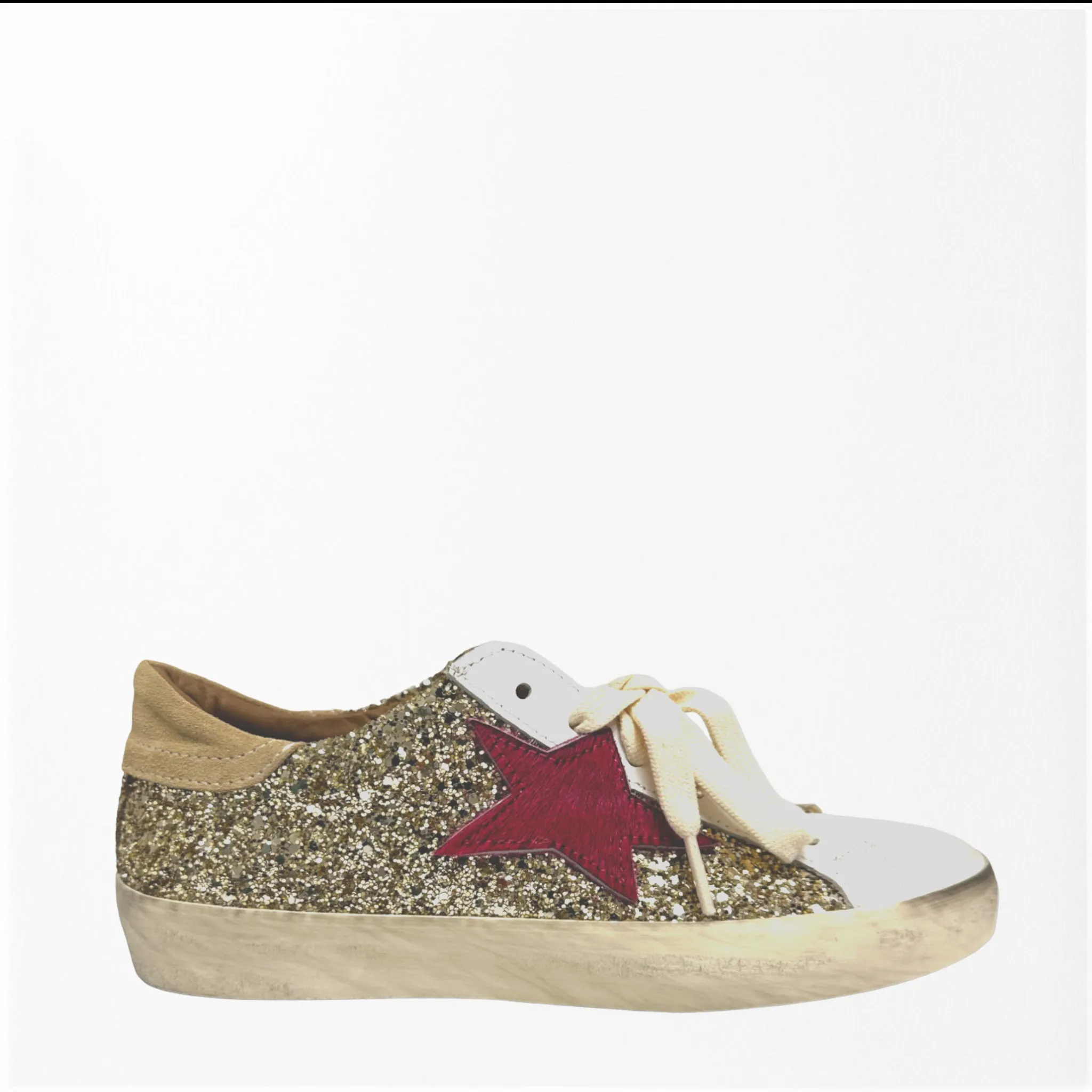 MICHELE LOPRIORE - GEMMA SNEAKER WITH GOLD GLITTER AND FUSCHIA STAR