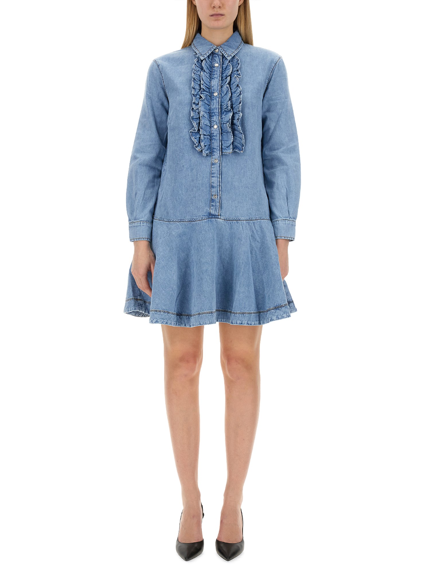 MOSCHINO JEANS    COTTON DENIM CHAMBRAY DRESS