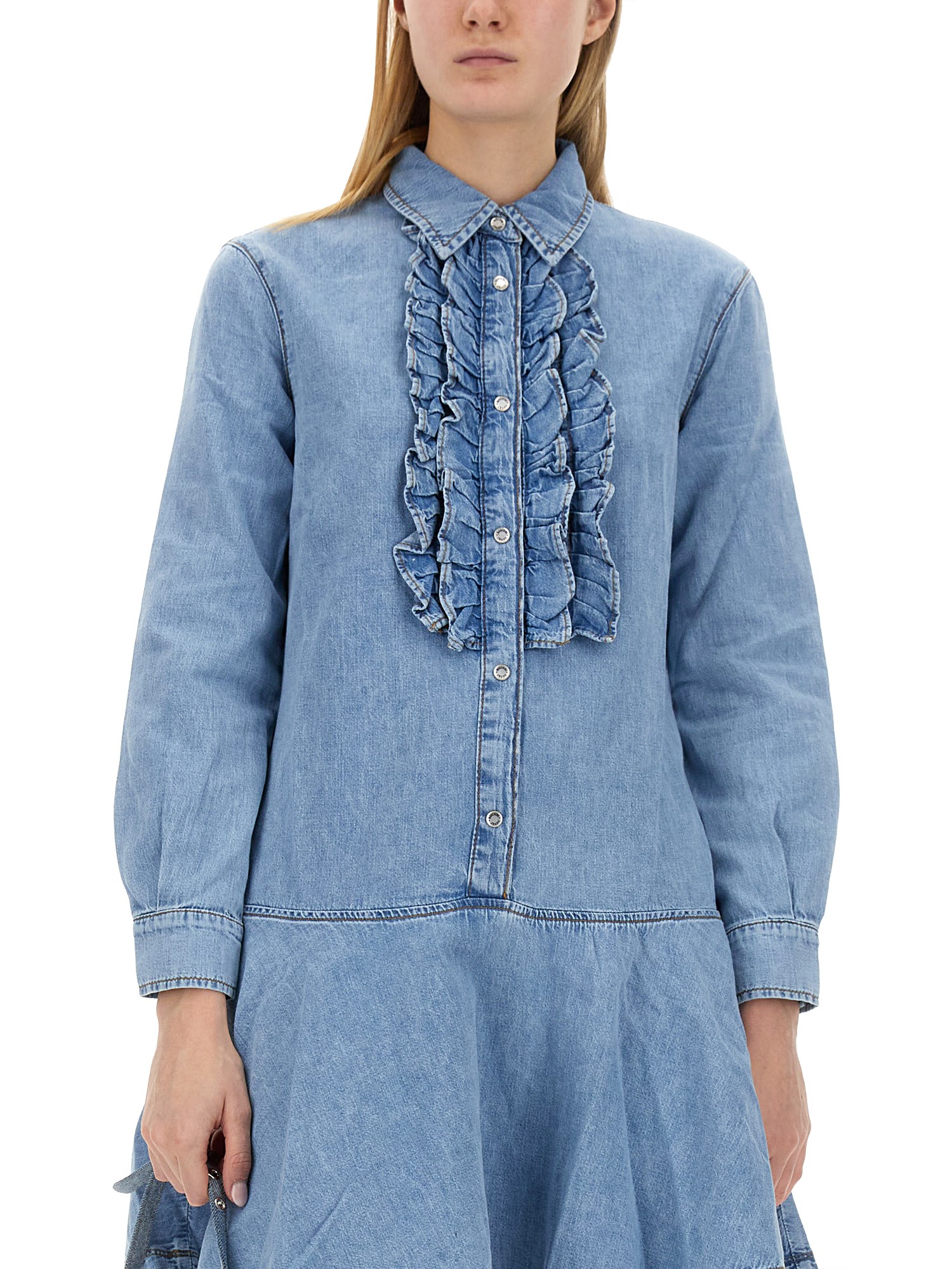 MOSCHINO JEANS    COTTON DENIM CHAMBRAY DRESS