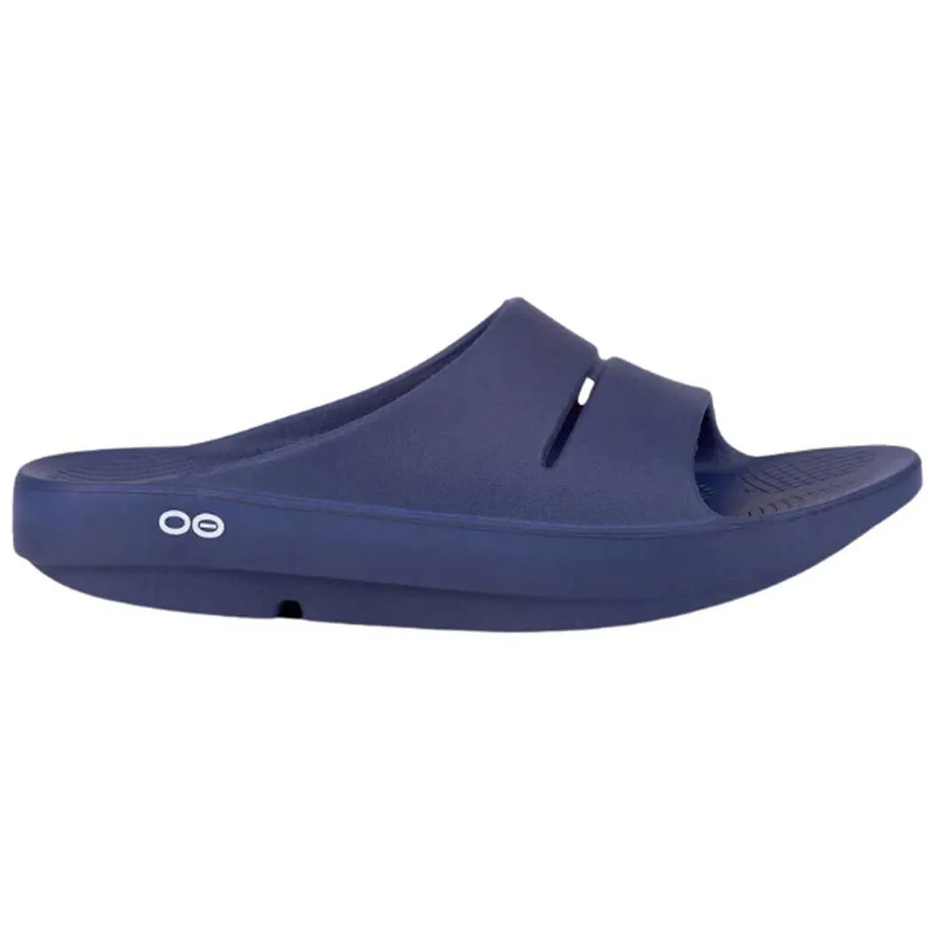 Oofos Ooah Slide Sandal Navy (Unisex)