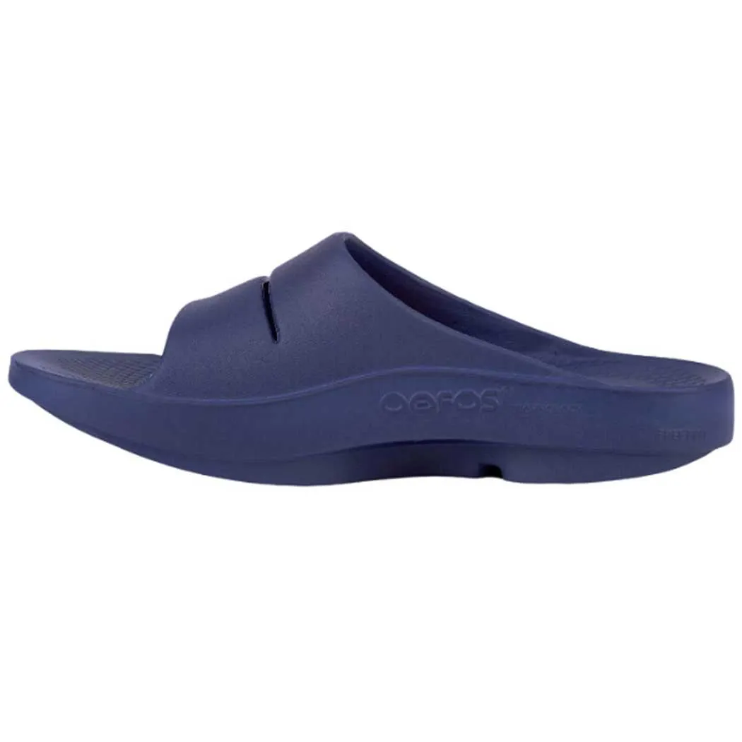 Oofos Ooah Slide Sandal Navy (Unisex)