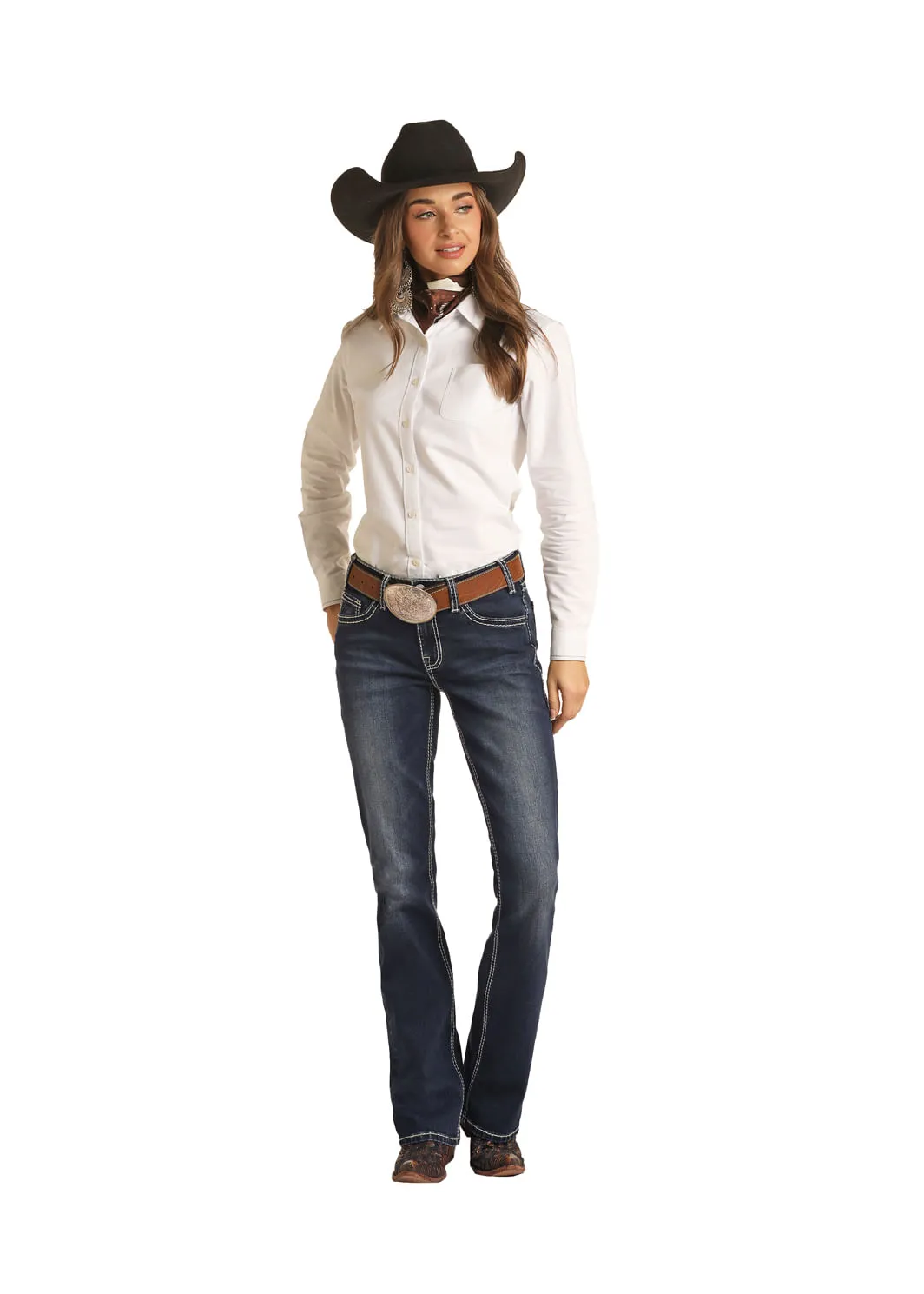 Panhandle Slim Womens Dark Vintage Riding Jeans