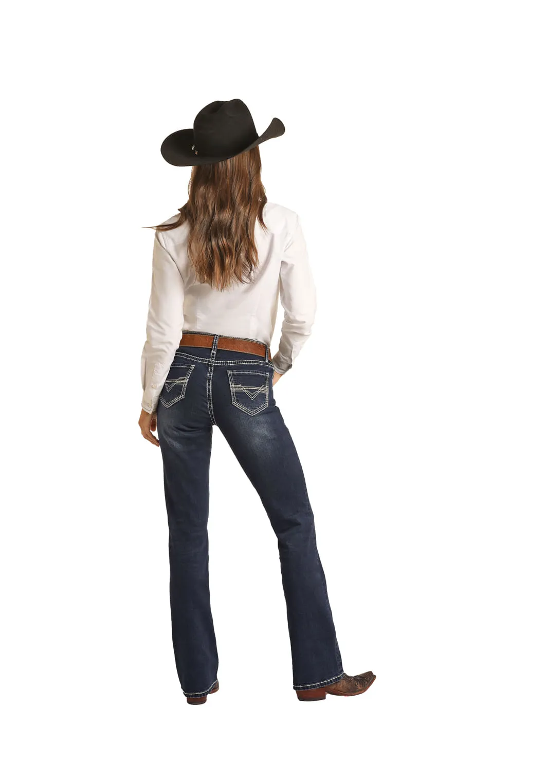 Panhandle Slim Womens Dark Vintage Riding Jeans