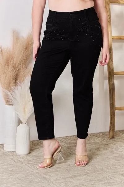 Rachel Rhinestone Slim Jeans by Judy Blue