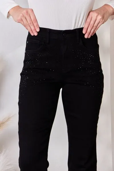 Rachel Rhinestone Slim Jeans by Judy Blue