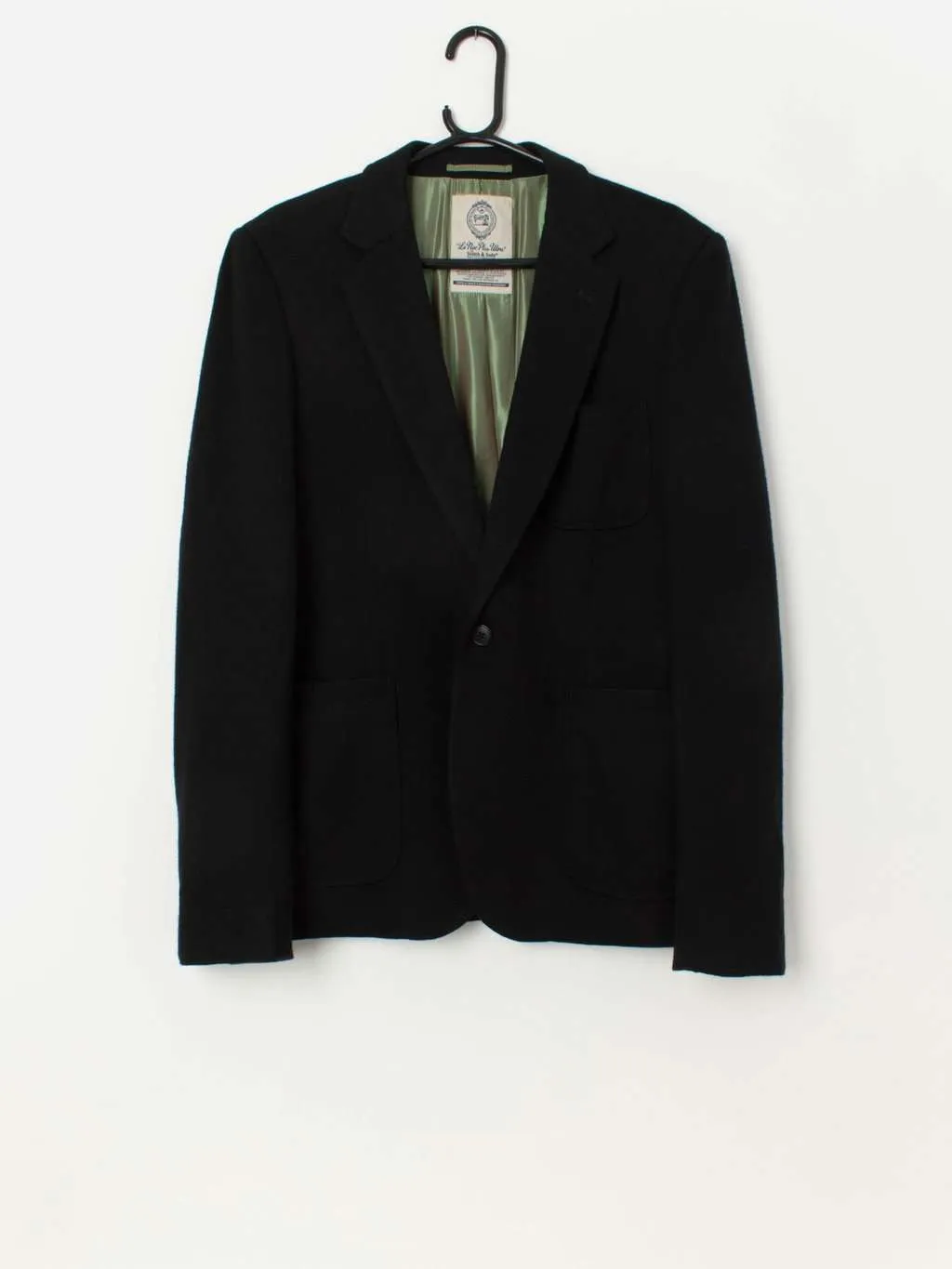 Scotch & Soda black blazer with green lining – Medium / Large