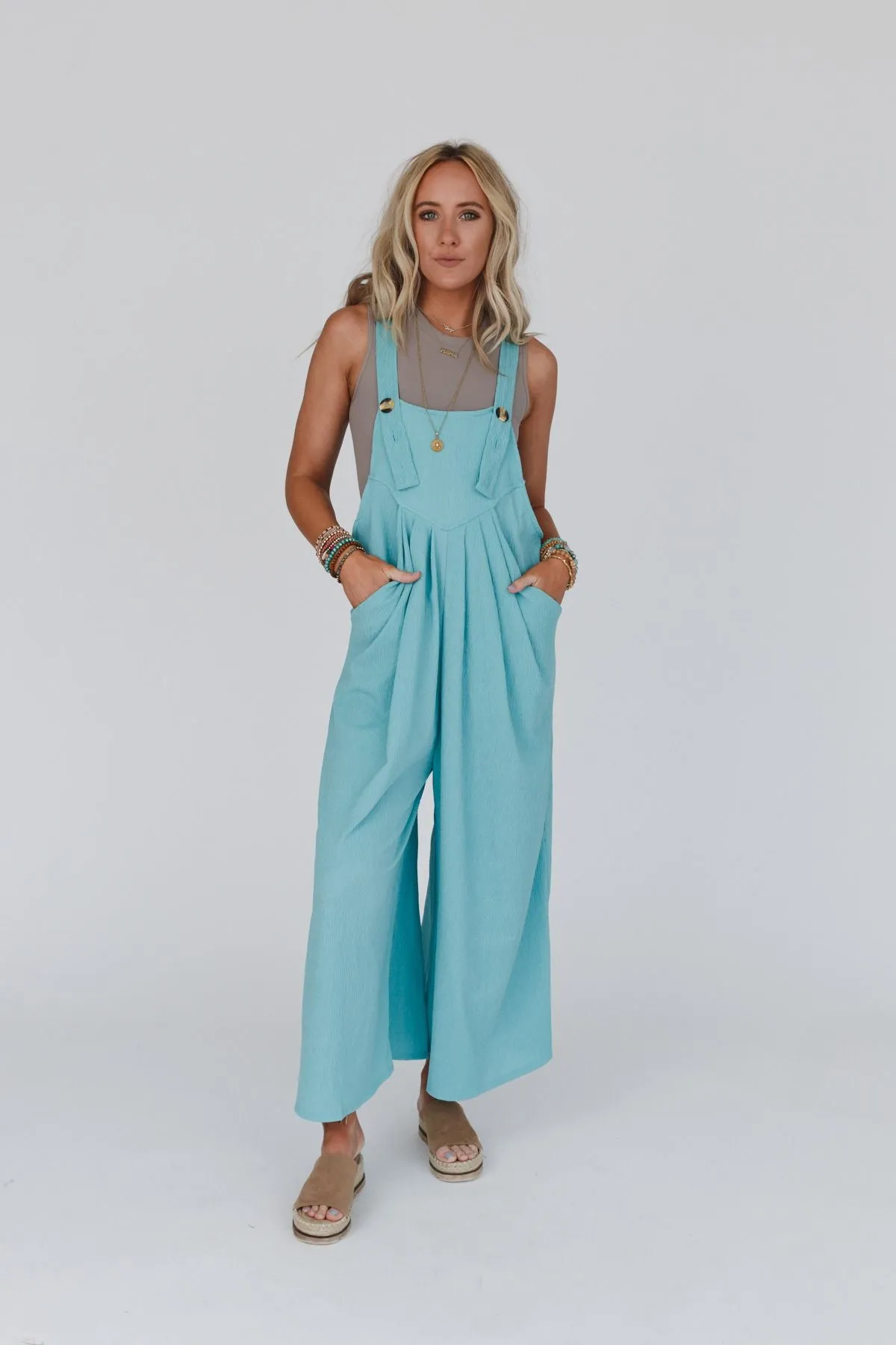 Serenity Wide Leg Jumpsuit - Aqua