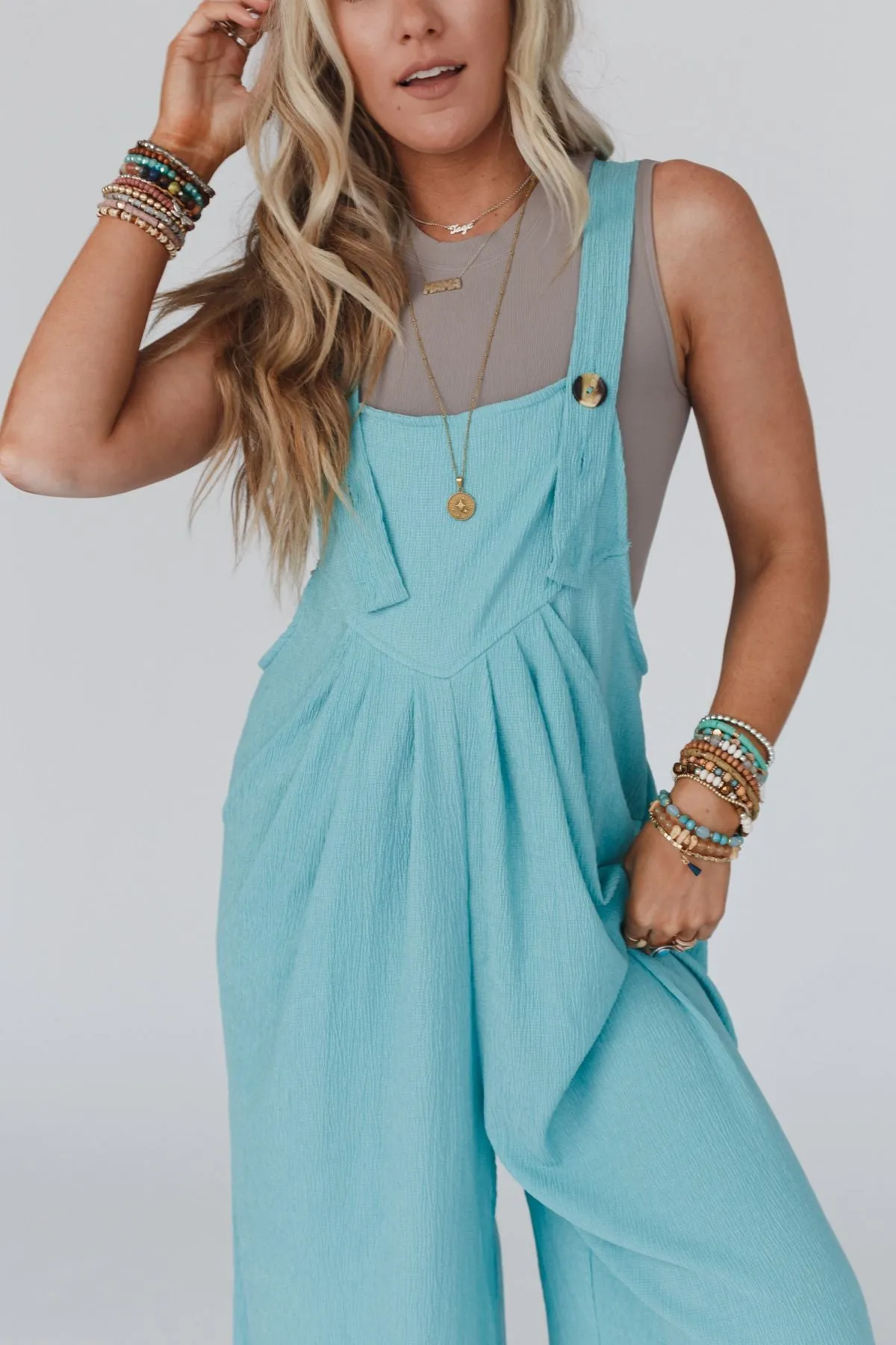 Serenity Wide Leg Jumpsuit - Aqua