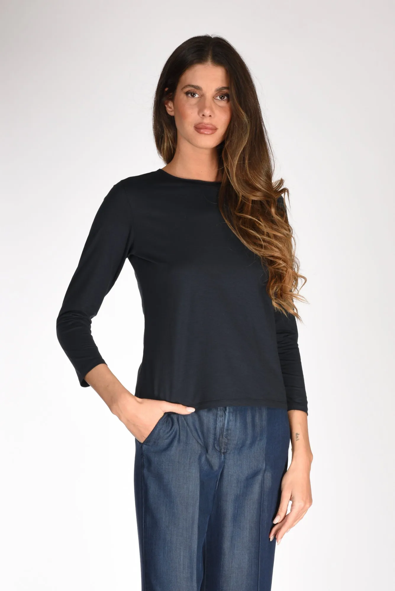 Shirt C Zero Tshirt Girocollo Blu Donna