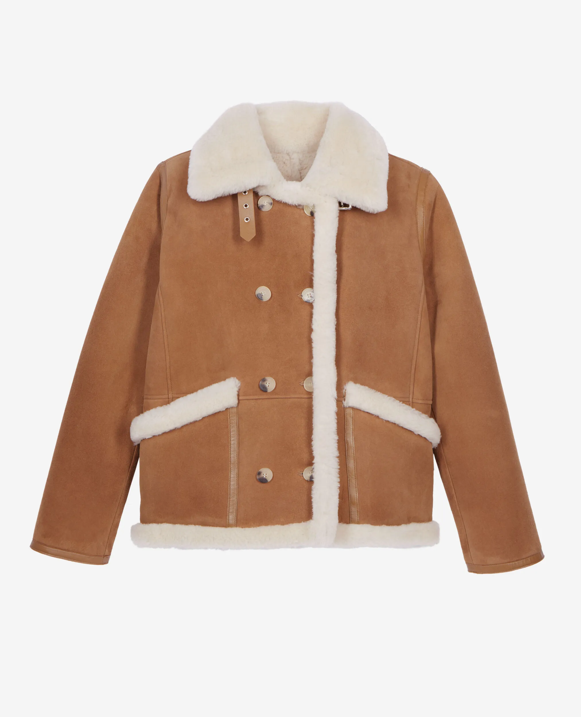 Short brown shearling coat