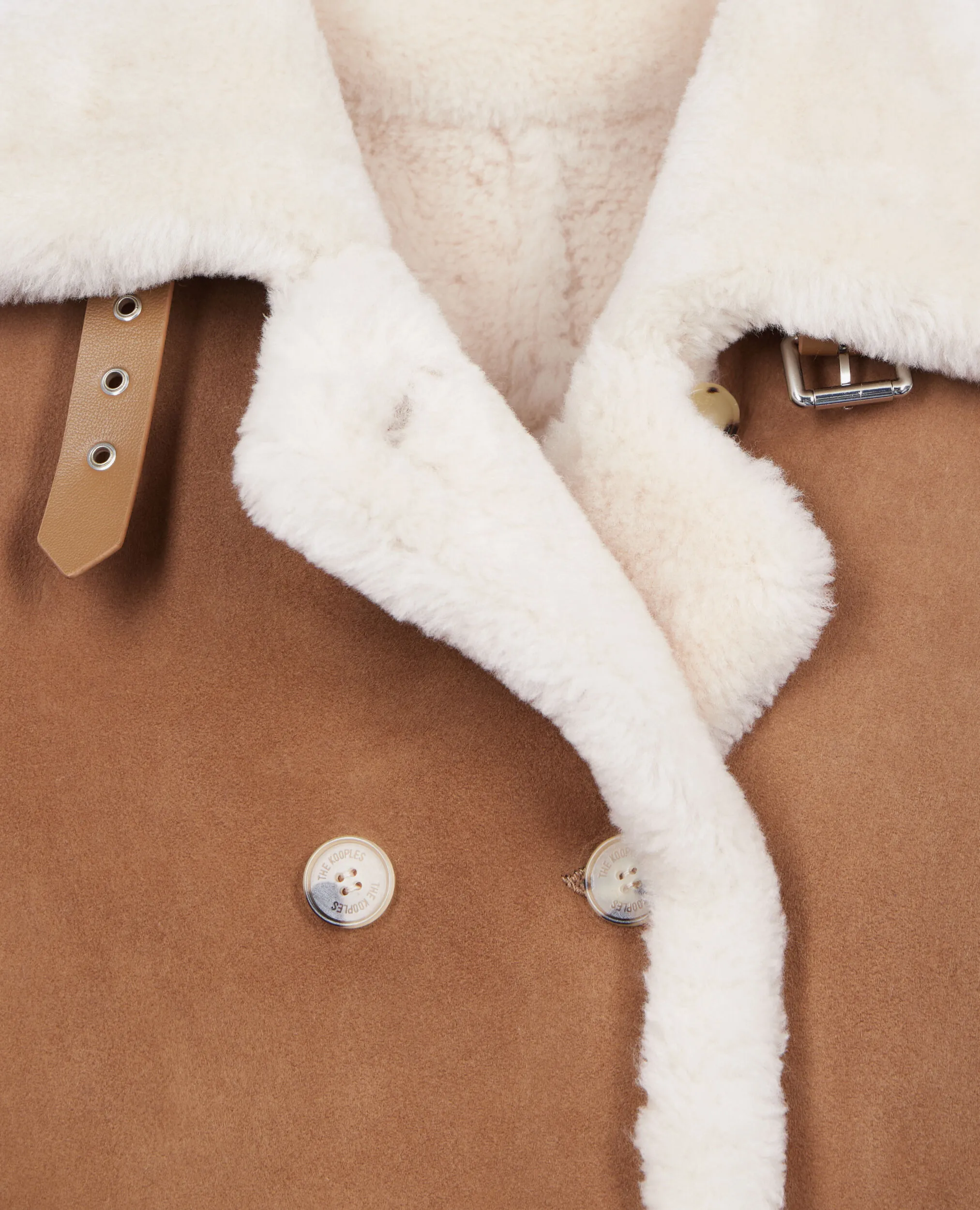 Short brown shearling coat