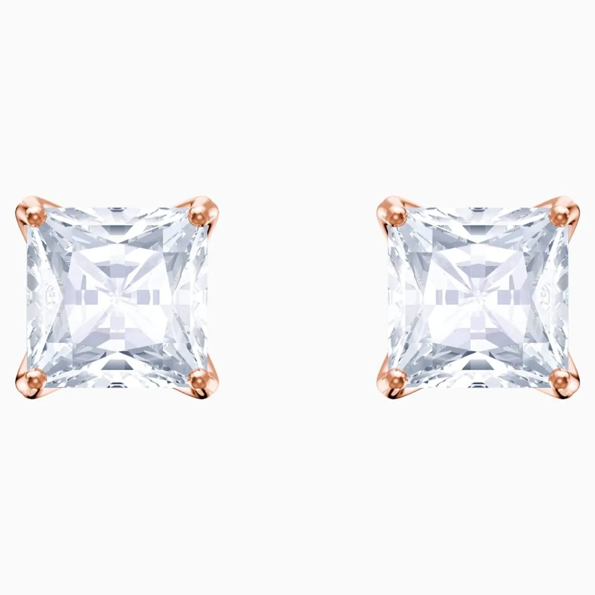 SWAROVSKI Attract Stud Pierced Earrings – White & Rose-Gold Tone Plated 