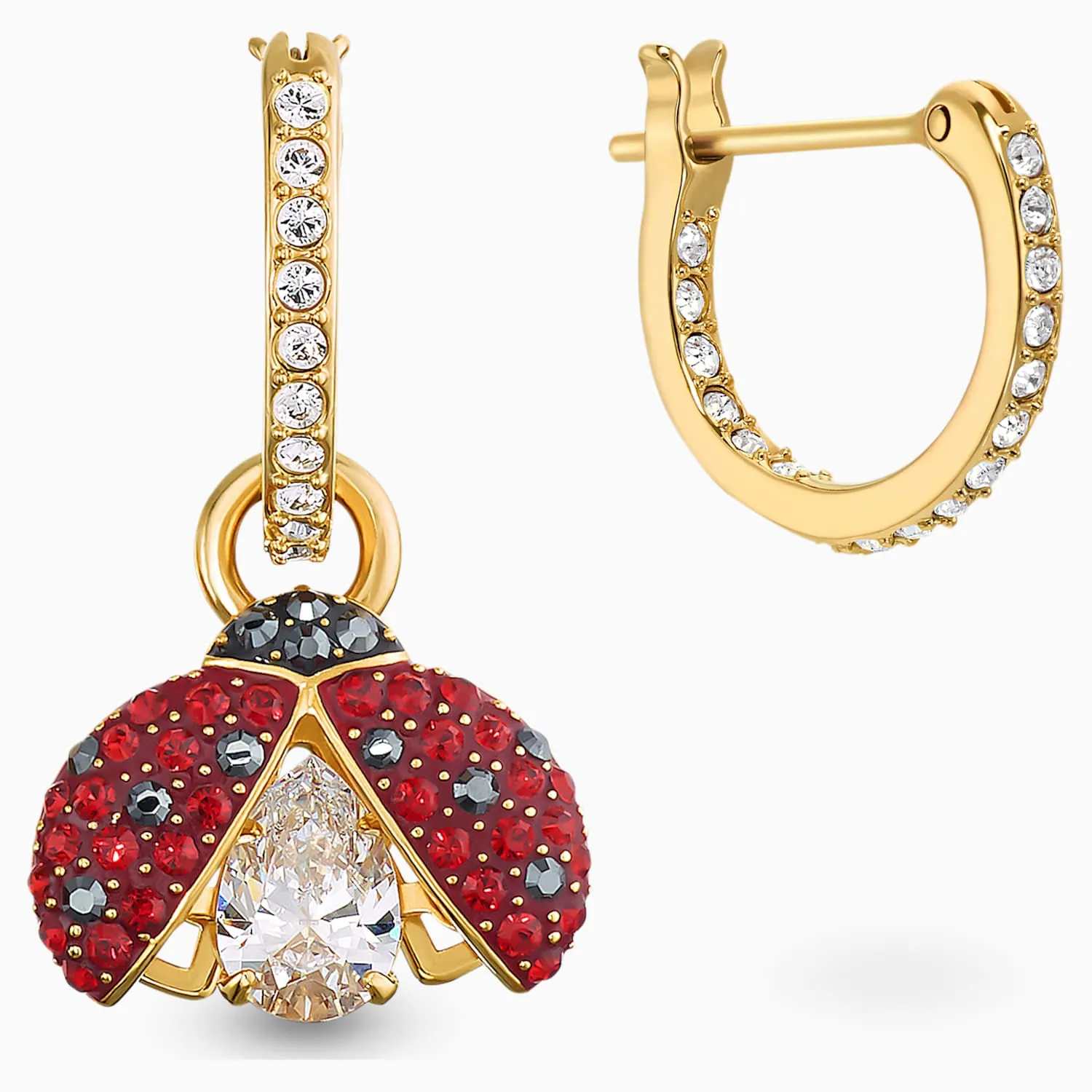 Swarovski SPARKLING DANCE LADYBUG PIERCED EARRINGS, Red, Gold Tone -5537490