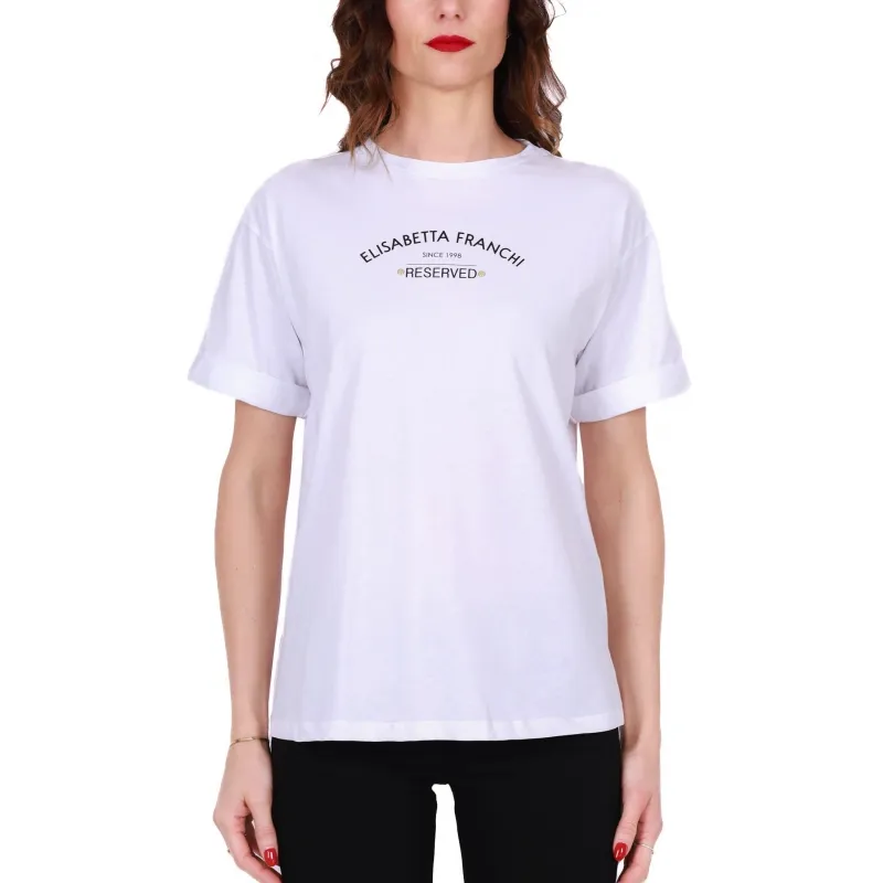 T-SHIRT GIROCOLLO CON STAMPA LOGO, BIANCO