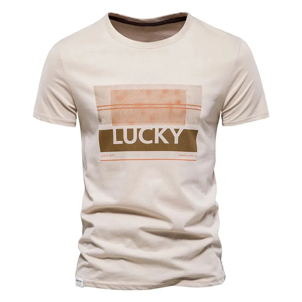 T-shirt à manches courtes et col Rond pour homme AIOPESON - Lucky