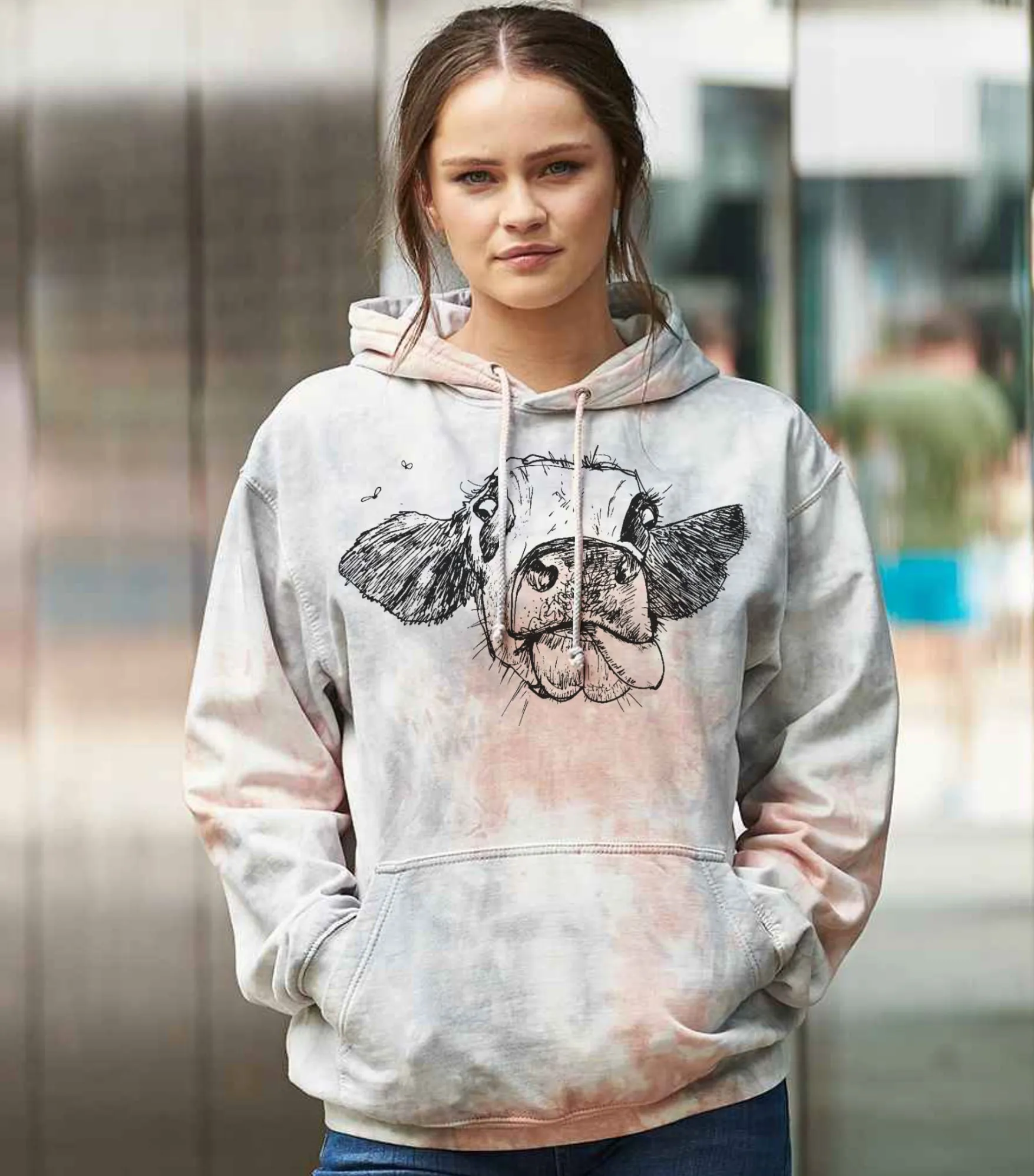 Tie dye unisex hoodie, Cow