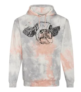 Tie dye unisex hoodie, Cow