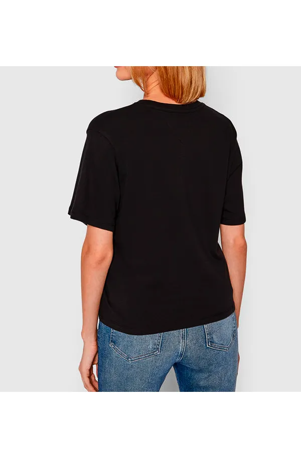 Tommy Hilfiger Women Metallic Cropped Tee Black