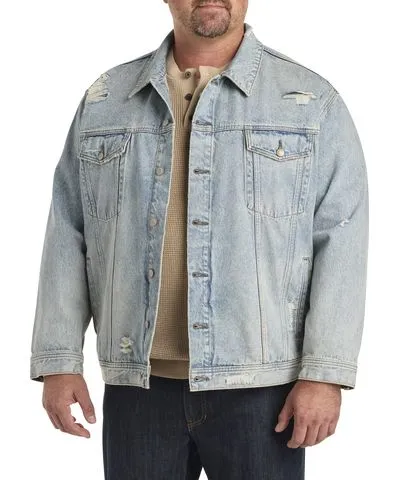 True Nation Big & Tall True Nation Destructed Denim Jacket