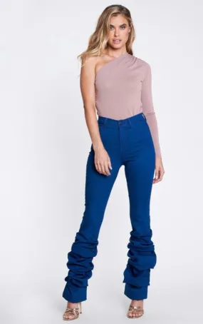 Venice Blue HIgh Waist Stacked Leg Denim Jeans